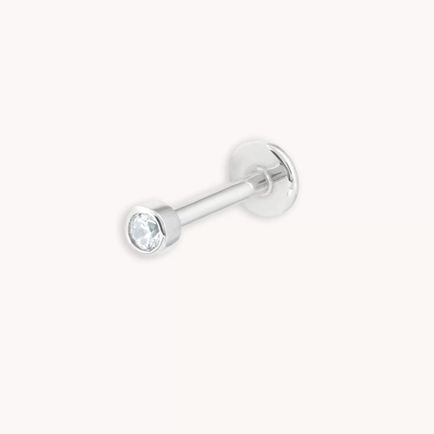 Astrid & Miyu Aquamarine Gem Piercing Stud In Solid White Gold 14K White Gold Flash Sale