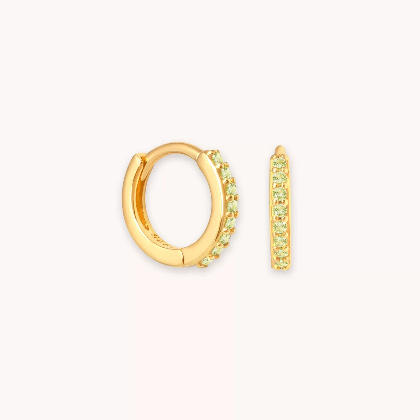 Astrid & Miyu August Birthstone Huggies In Gold With Peridot Cz 18K Gold Plated Sterling Silver Best Sale