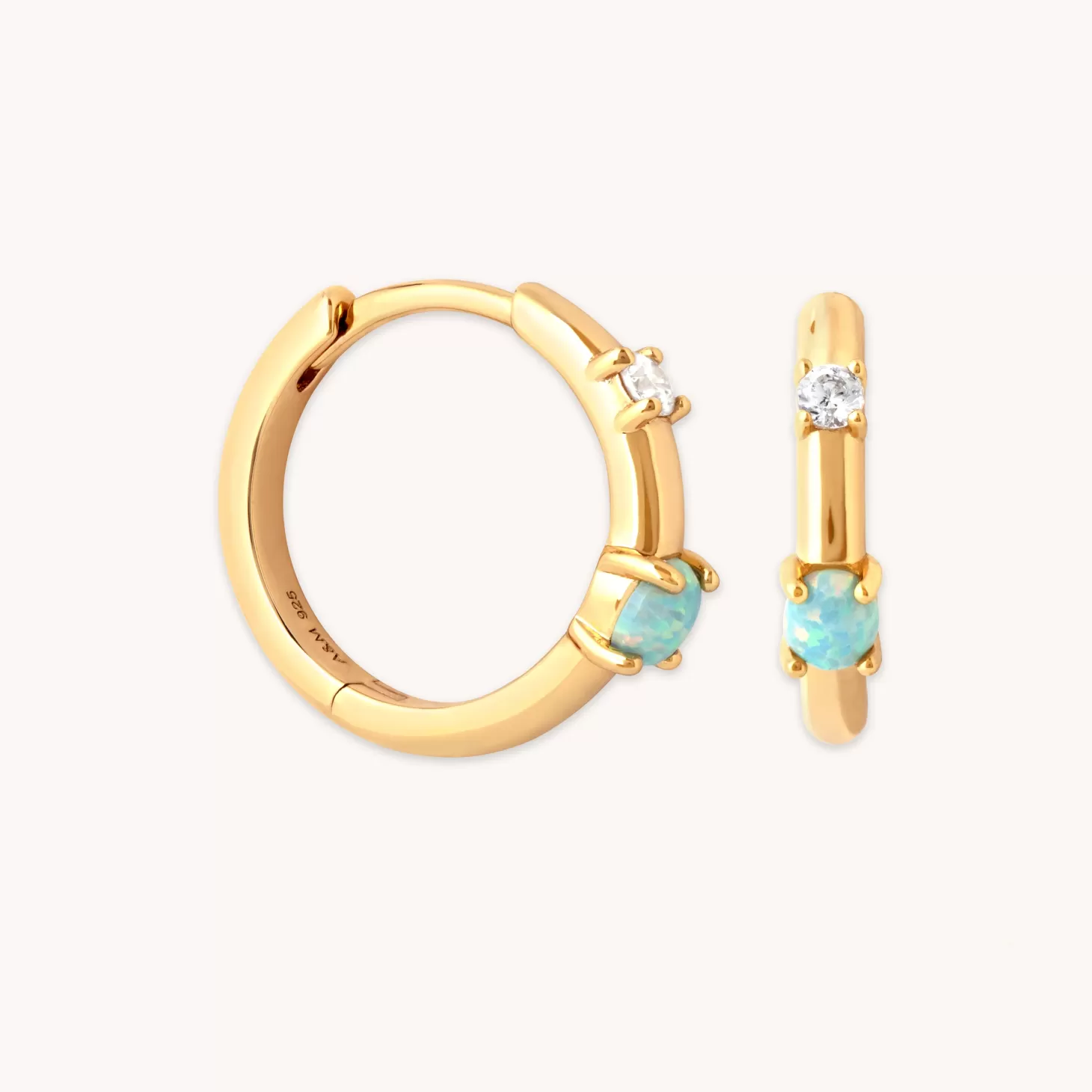 Astrid & Miyu Aura Opal Hoops In Gold 18K Gold Plated Sterling Silver New