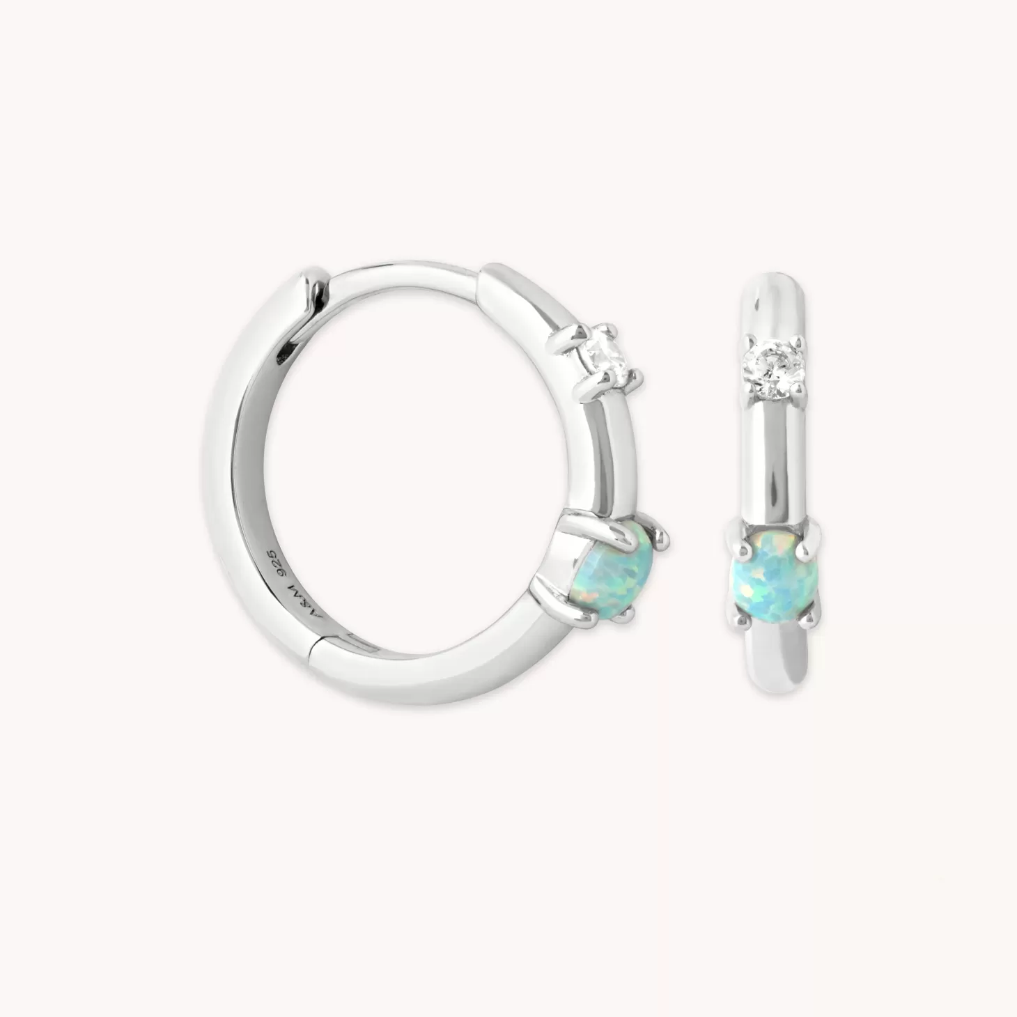 Astrid & Miyu Aura Opal Hoops In Silver Rhodium Plated Sterling Silver Hot