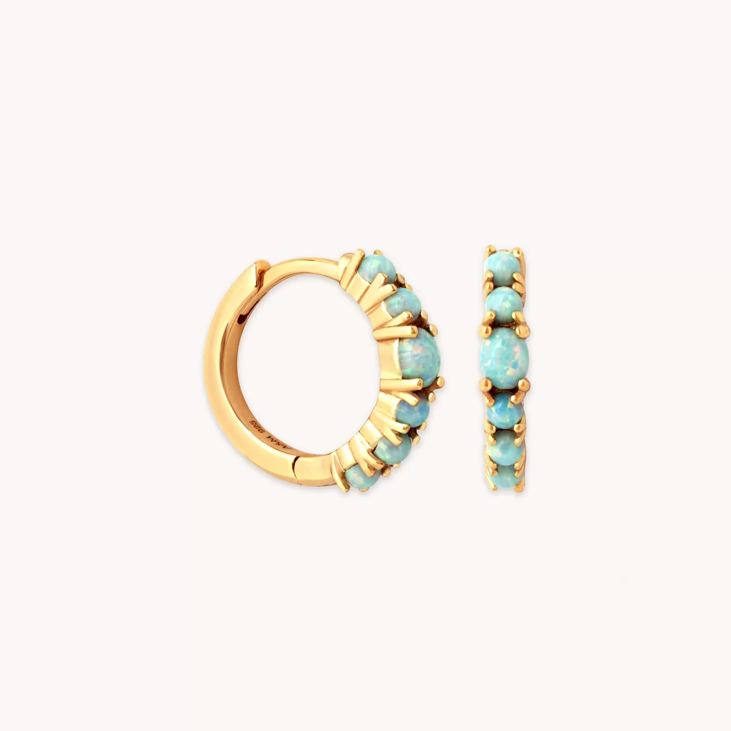 Astrid & Miyu Aura Opal Huggies In Gold 18K Gold Plated Sterling Silver Best