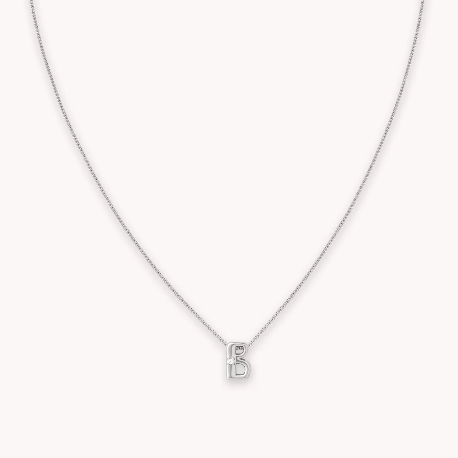 Astrid & Miyu B Initial Pendant Necklace In Silver Rhodium Plated Sterling Silver Cheap