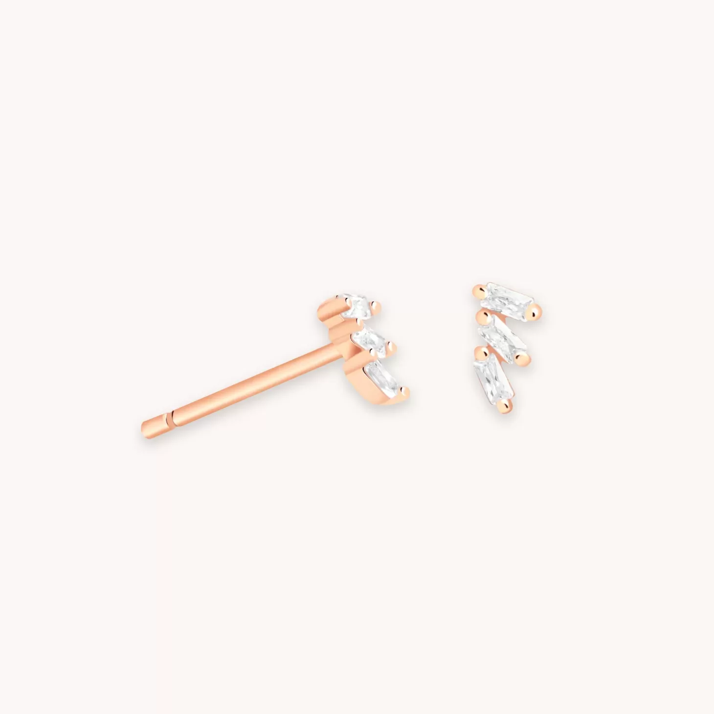 Astrid & Miyu Baguette Crystal Stud Earrings In Rose Gold 18K Rose Gold Plated Sterling Silver Cheap