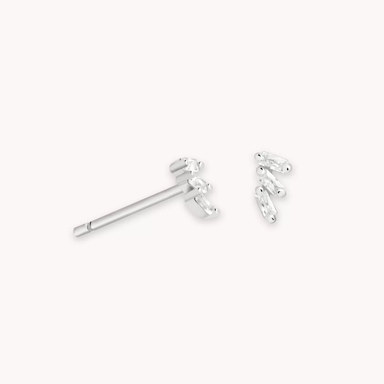 Astrid & Miyu Baguette Crystal Stud Earrings In Silver Rhodium Plated Sterling Silver Discount