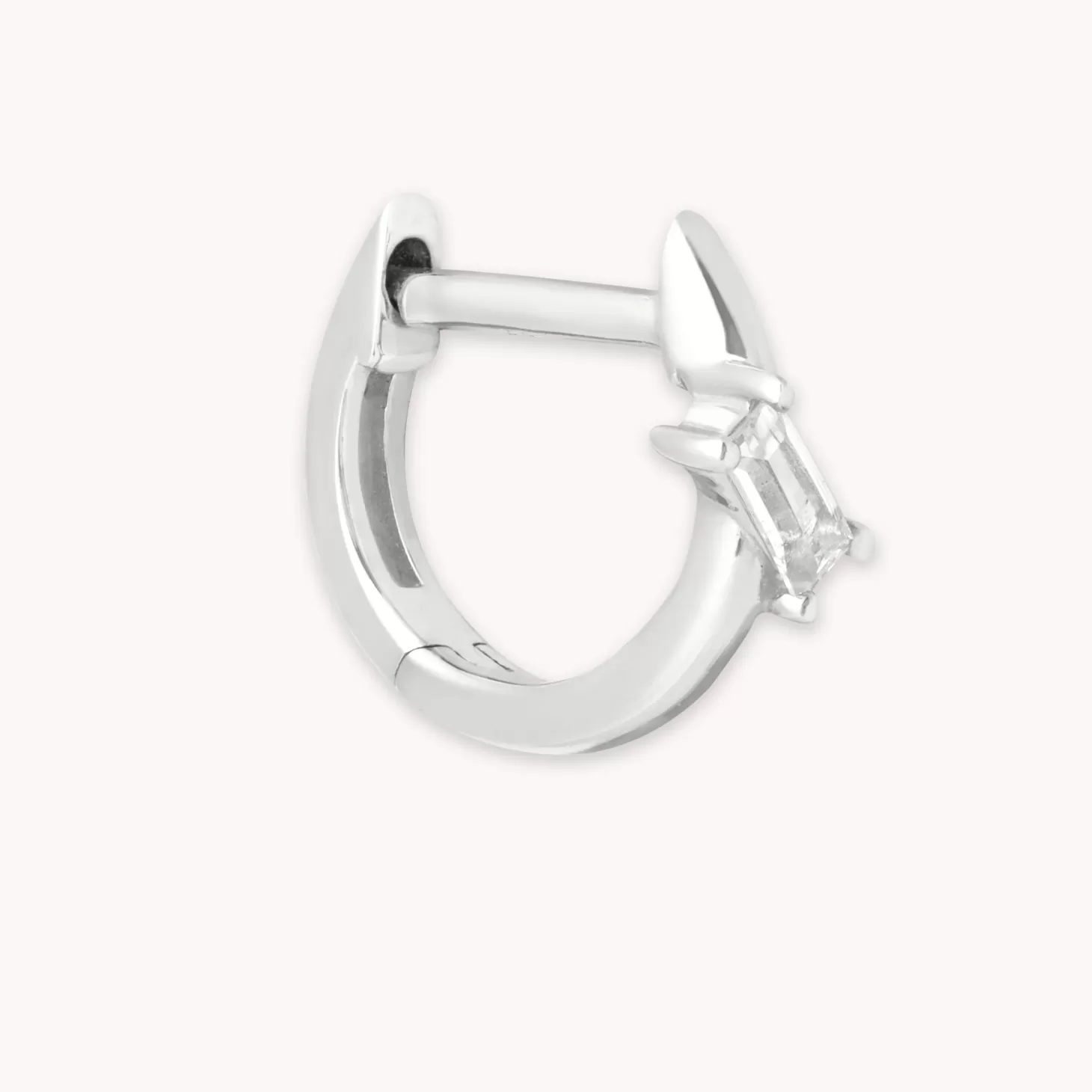 Astrid & Miyu Baguette Piercing Hoop In Solid White Gold 14K White Gold Hot