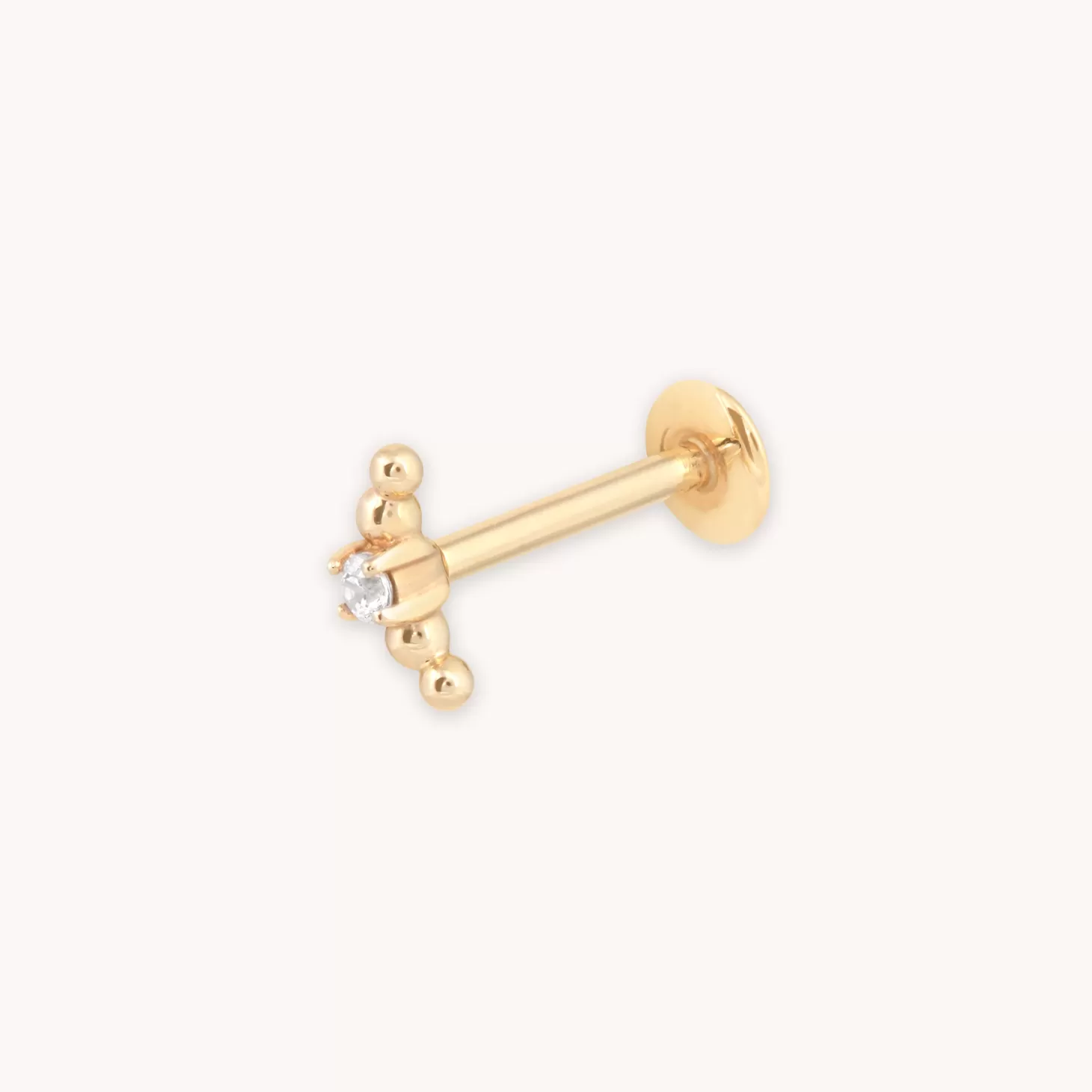 Astrid & Miyu Beaded Curved Piercing Stud In Solid Gold 14K Gold Cheap