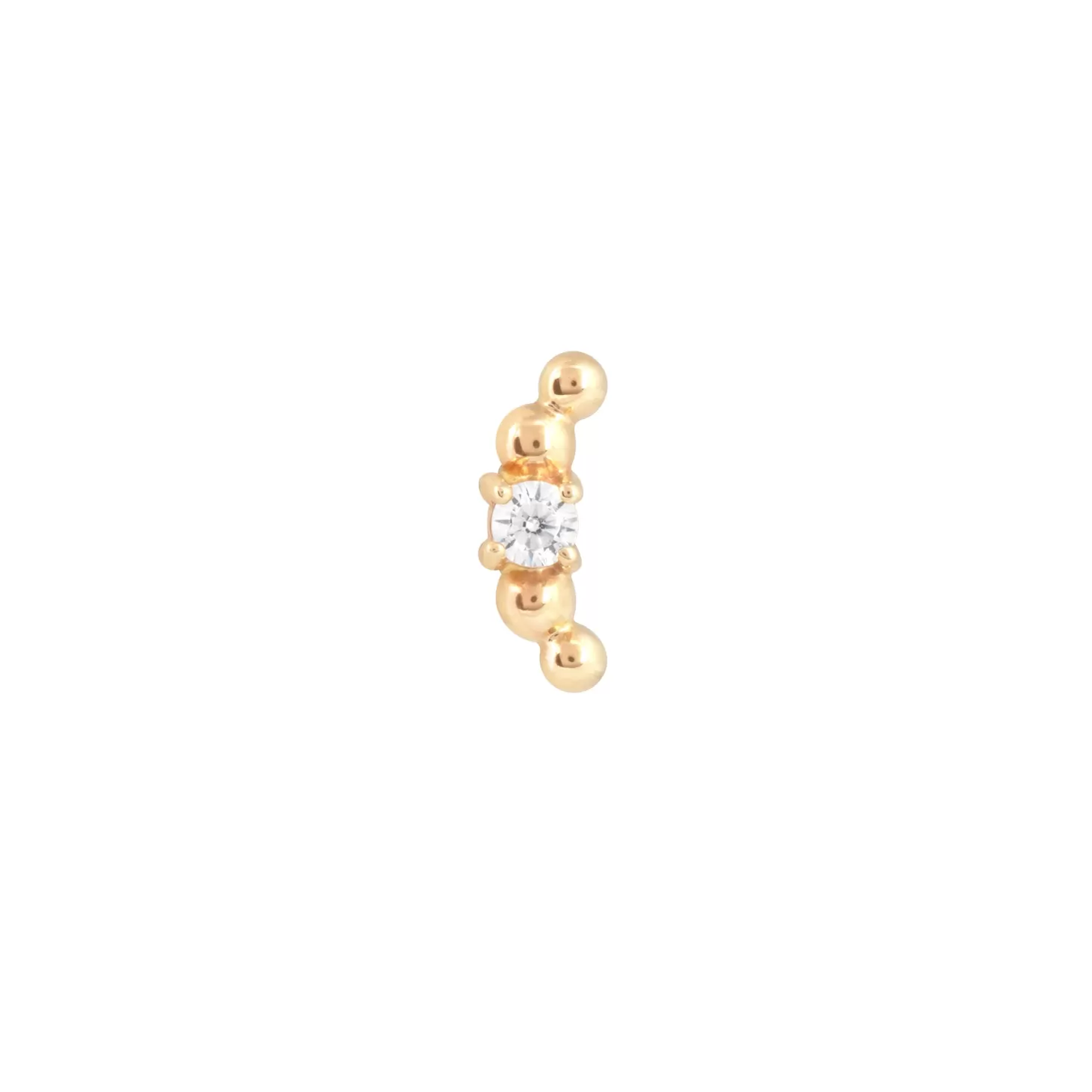 Astrid & Miyu Beaded Curved Piercing Stud In Solid Gold 14K Gold Cheap