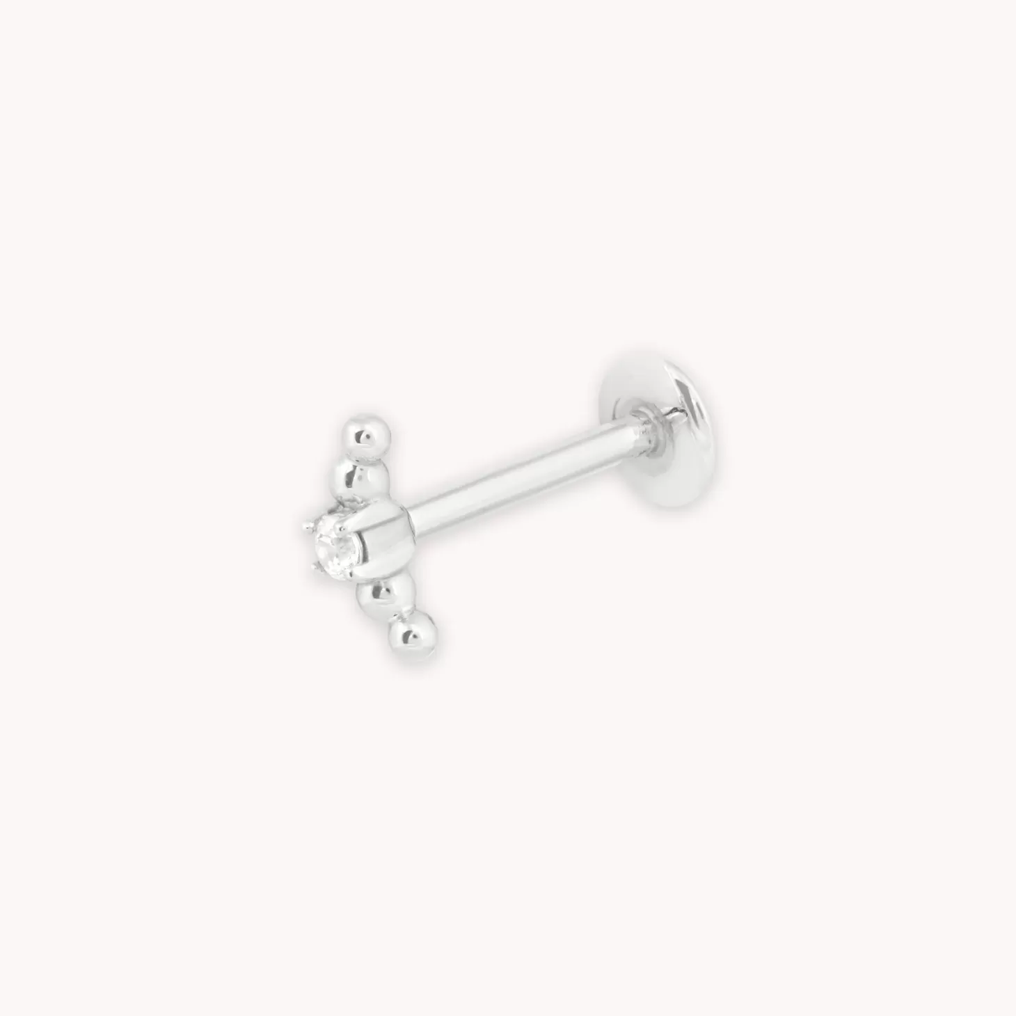 Astrid & Miyu Beaded Curved Piercing Stud In Solid White Gold 14K White Gold Best