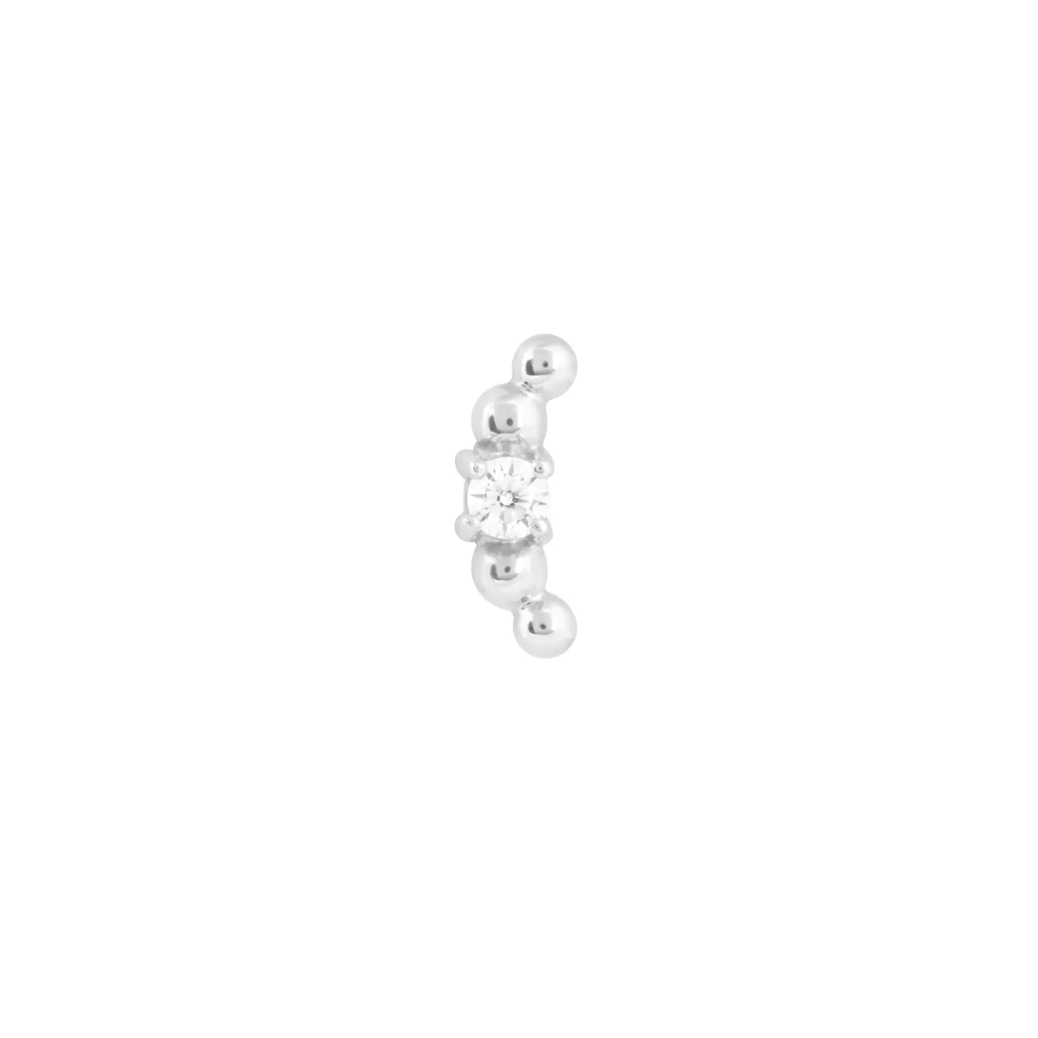 Astrid & Miyu Beaded Curved Piercing Stud In Solid White Gold 14K White Gold Best