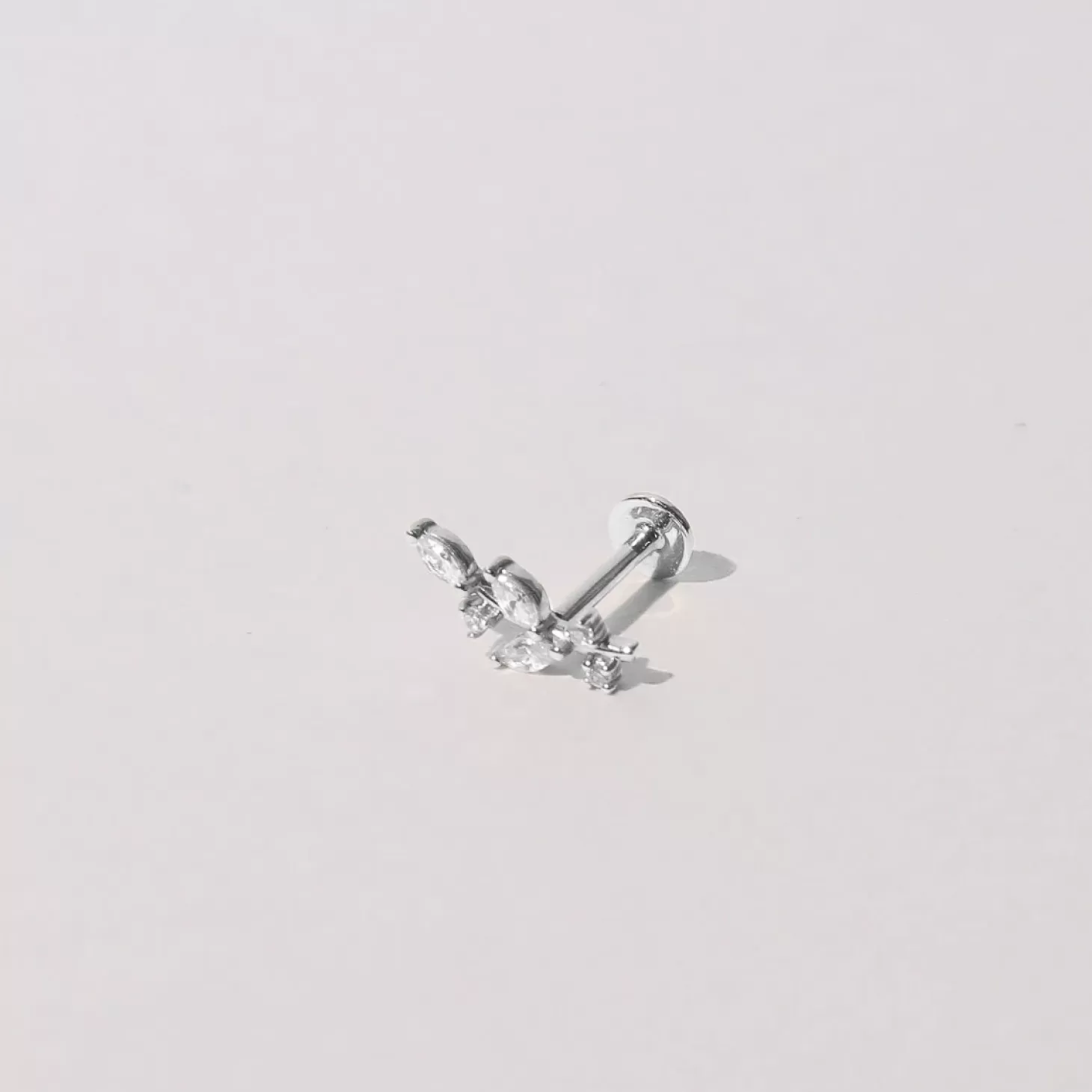 Astrid & Miyu Botanical Piercing Stud In Solid White Gold 14K White Gold Best Sale