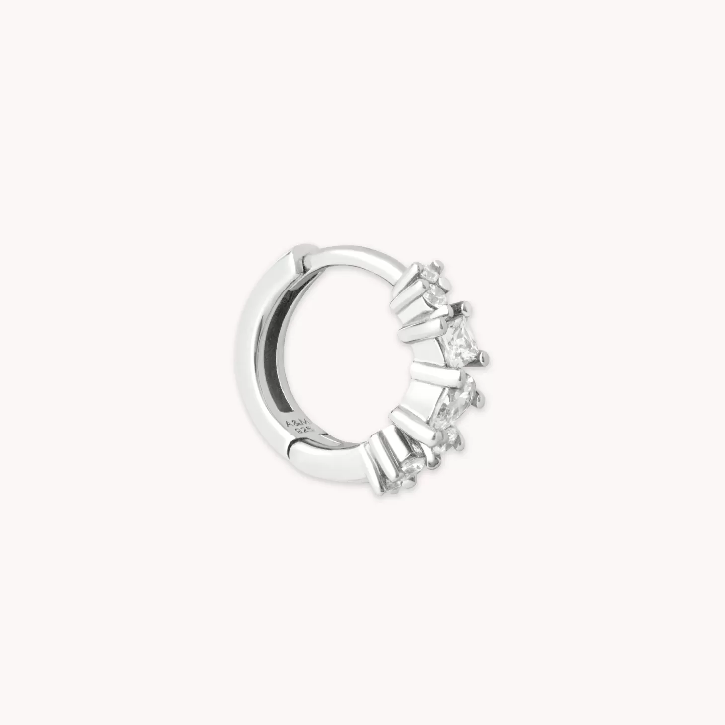 Astrid & Miyu Celestial Crystal 8Mm Hoop In Silver Rhodium Plated Sterling Silver Sale