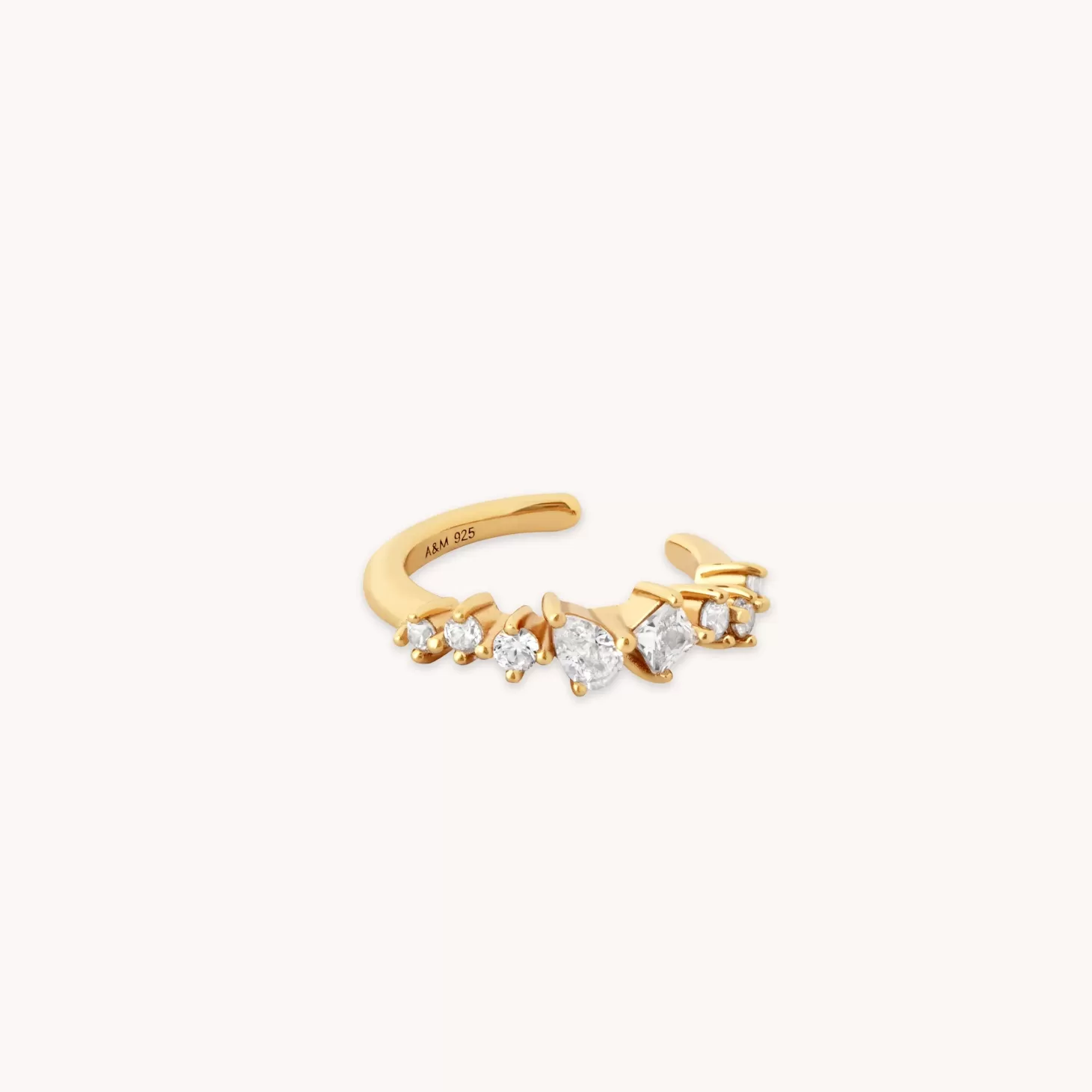 Astrid & Miyu Celestial Crystal Ear Cuff In Gold 18K Gold Plated Sterling Silver Flash Sale