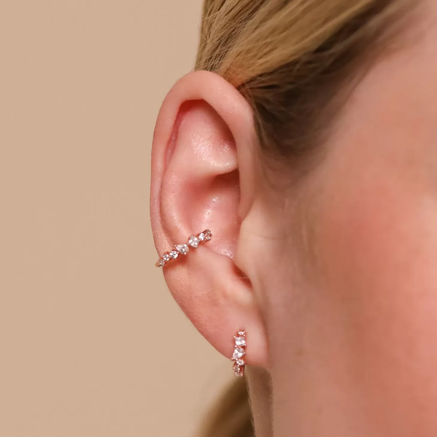 Astrid & Miyu Celestial Crystal Ear Cuff In Rose Gold 18K Rose Gold Plated Sterling Silver Sale