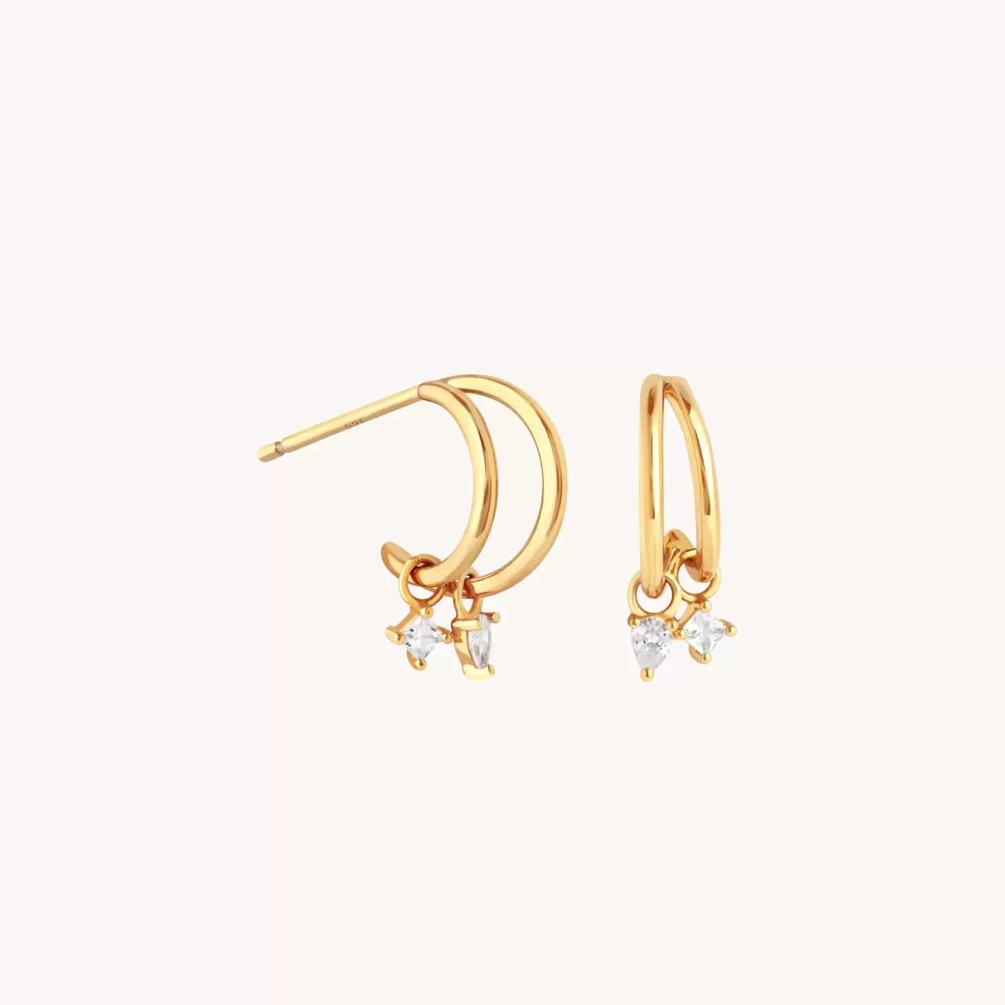 Astrid & Miyu Celestial Crystal Huggies In Gold 18K Gold Plated Sterling Silver Discount