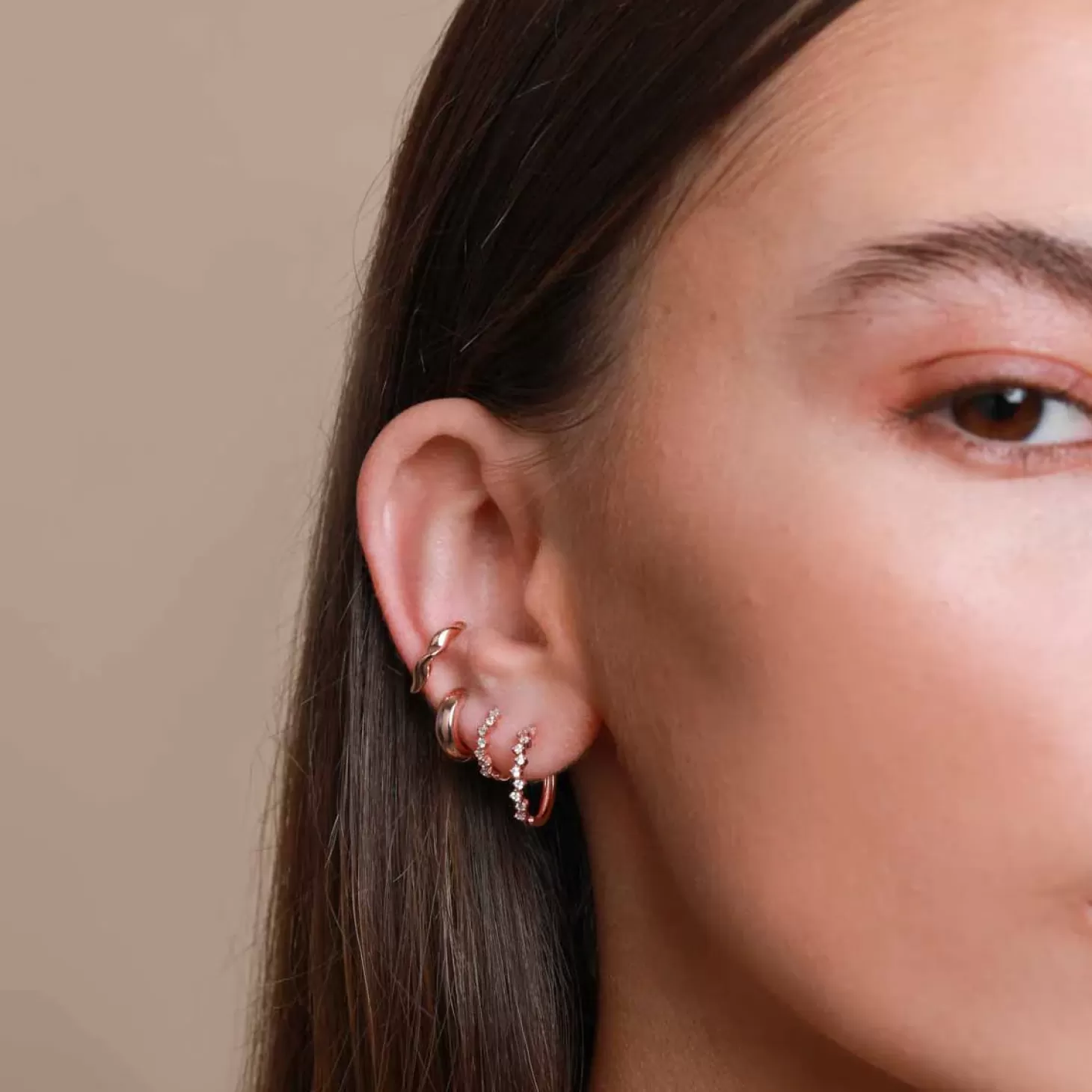 Astrid & Miyu Cluster Hoop 11.5Mm In Rose Gold 18K Rose Gold Plated Sterling Silver Online