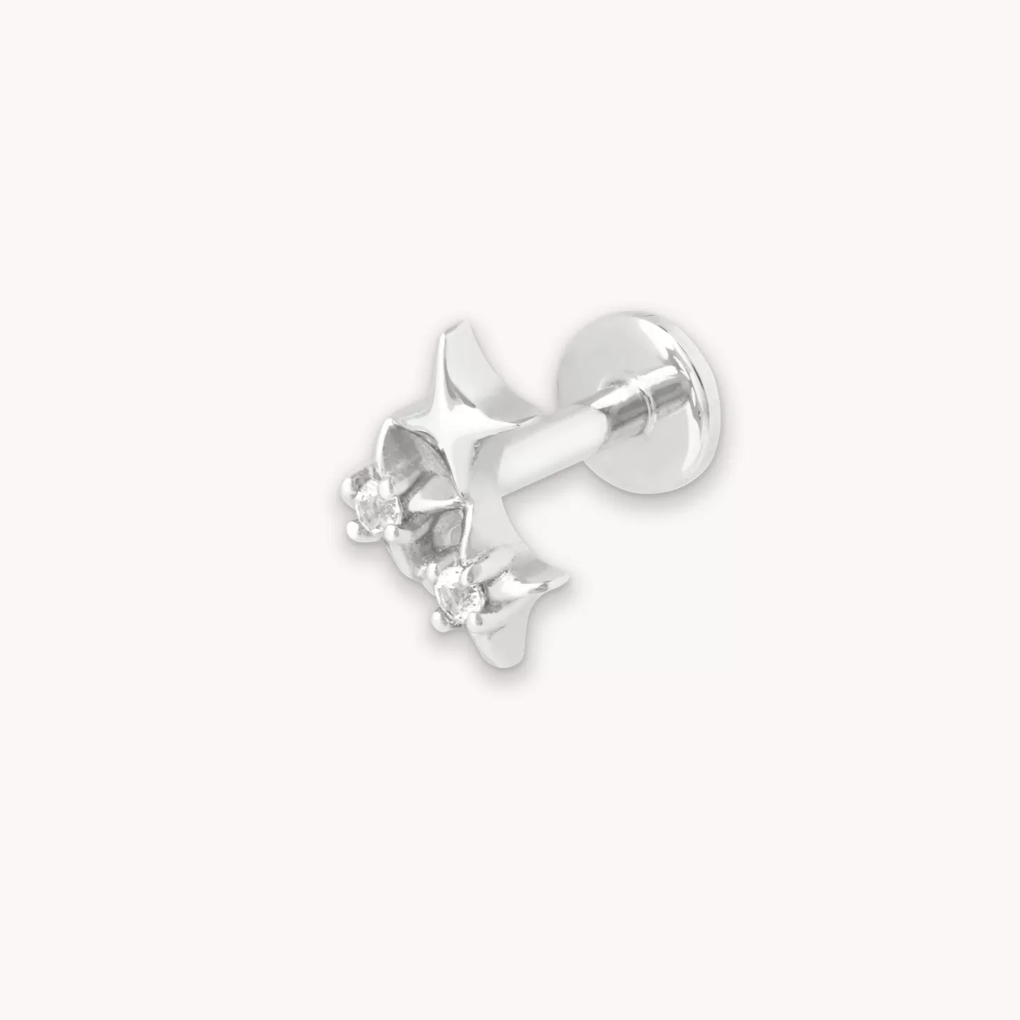 Astrid & Miyu Cluster Star Piercing Stud In Solid White Gold 14K White Gold Clearance