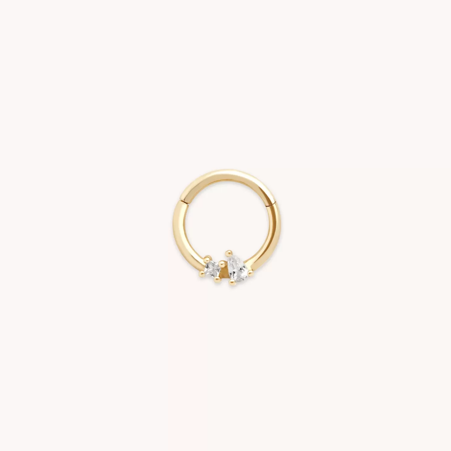 Astrid & Miyu Cluster Topaz Daith Hoop In Solid Gold 14K Gold New
