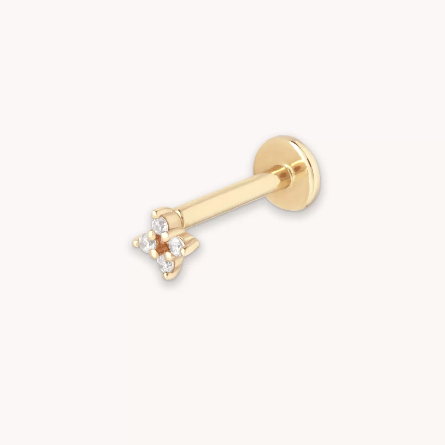 Astrid & Miyu Cosmic Star Crystal Piercing Stud In Solid Gold 14K Gold Best Sale