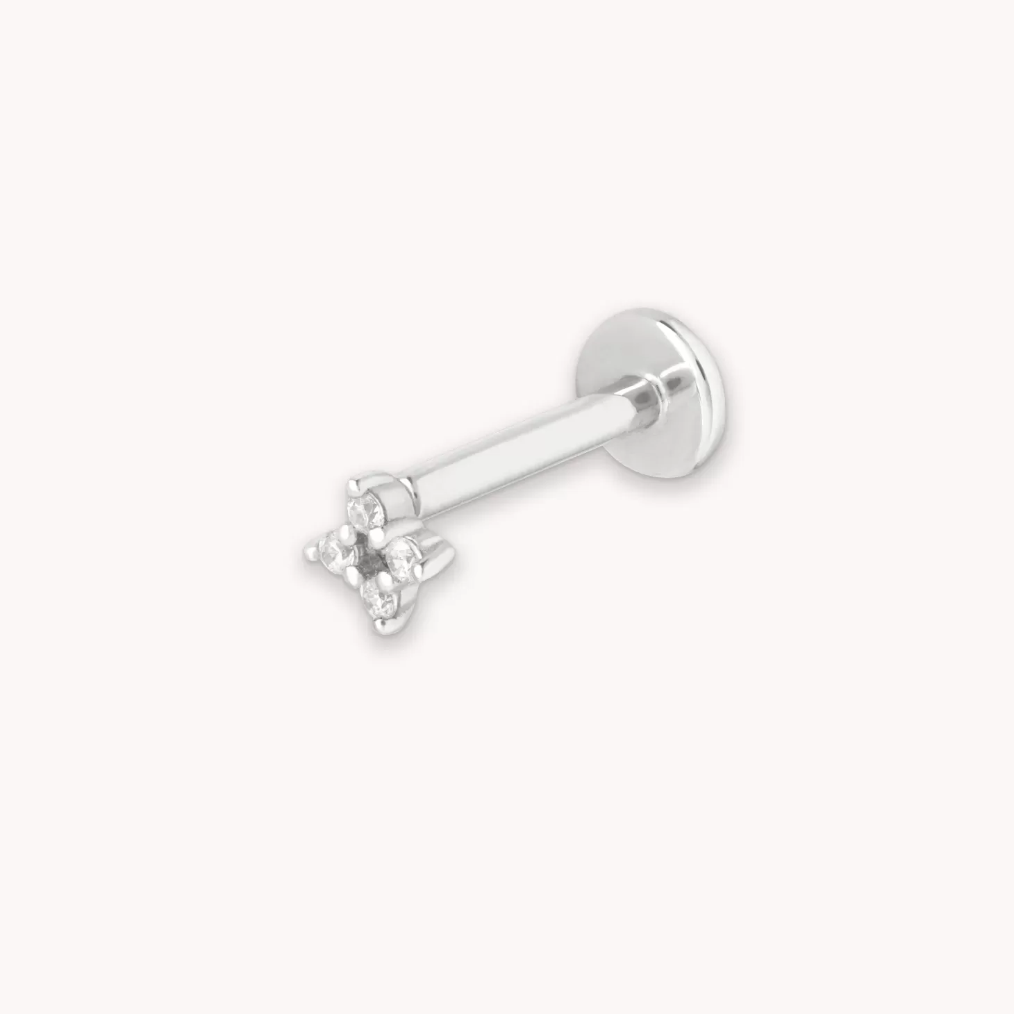 Astrid & Miyu Cosmic Star Crystal Piercing Stud In Solid White Gold 14K White Gold Flash Sale