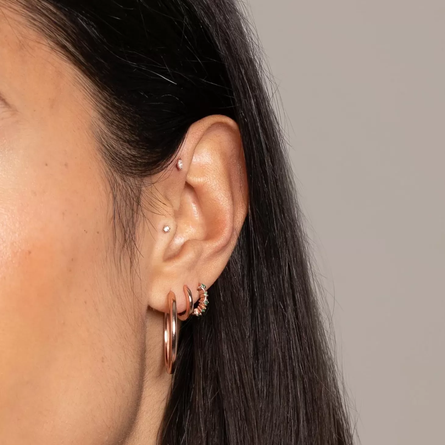 Astrid & Miyu Cosmic Star Emerald Hoop 6.5Mm In Rose Gold 18K Rose Gold Plated Sterling Silver Sale