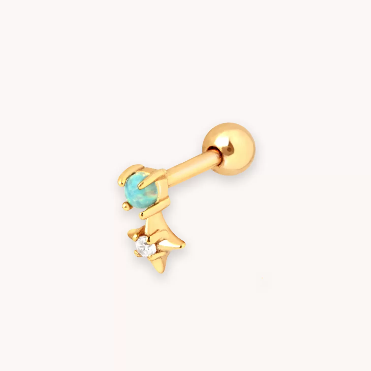 Astrid & Miyu Cosmic Star Opal Barbell In Gold 18K Gold Plated Sterling Silver Best Sale