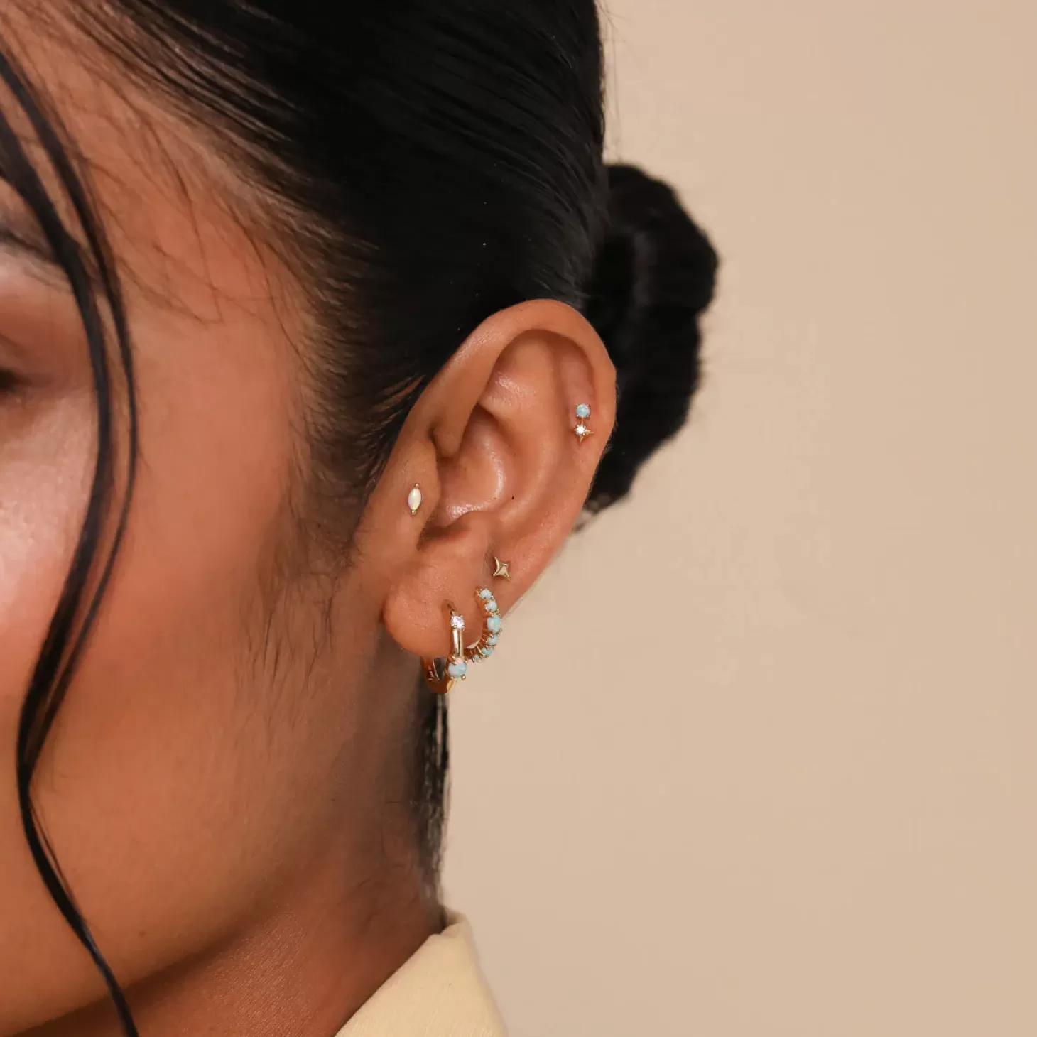 Astrid & Miyu Cosmic Star Opal Barbell In Gold 18K Gold Plated Sterling Silver Best Sale