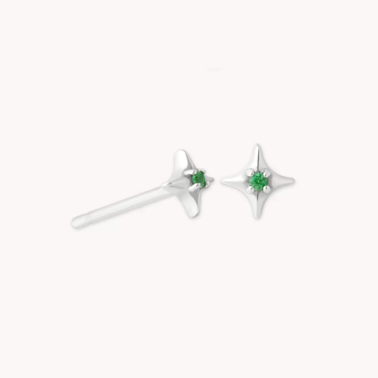 Astrid & Miyu Cosmic Star Tsavorite Stud Earrings In Solid White Gold 14K White Gold Shop
