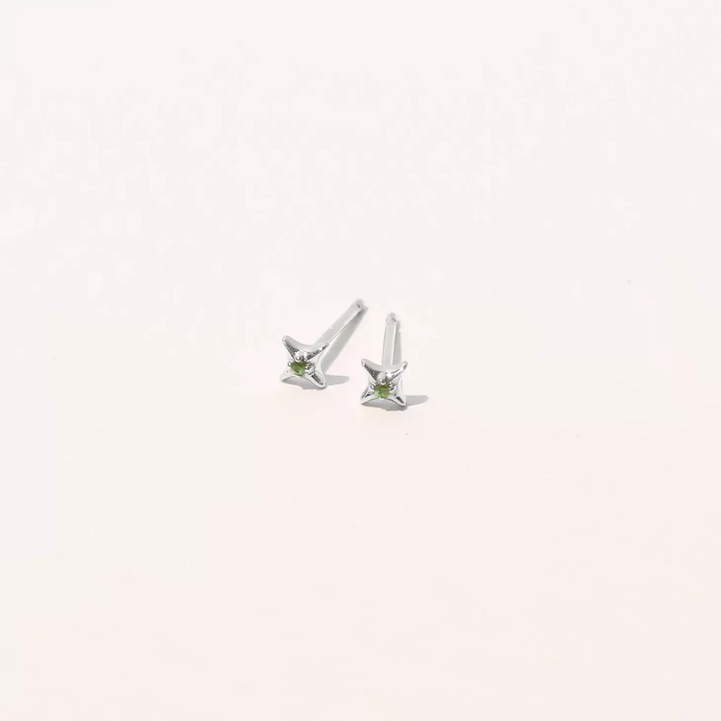 Astrid & Miyu Cosmic Star Tsavorite Stud Earrings In Solid White Gold 14K White Gold Shop