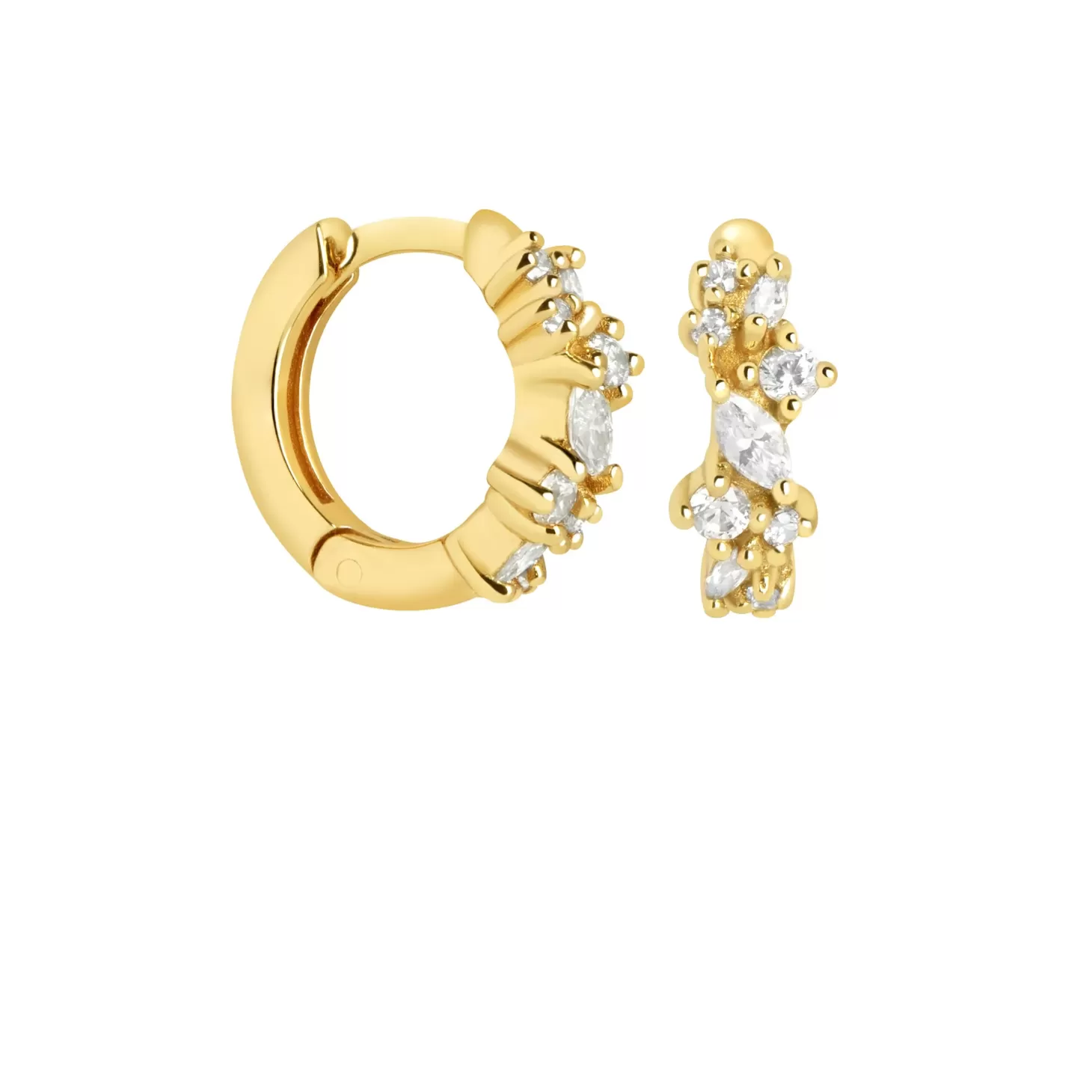 Astrid & Miyu Crystal Cluster Huggies In Gold 18K Gold Plated Sterling Silver Discount