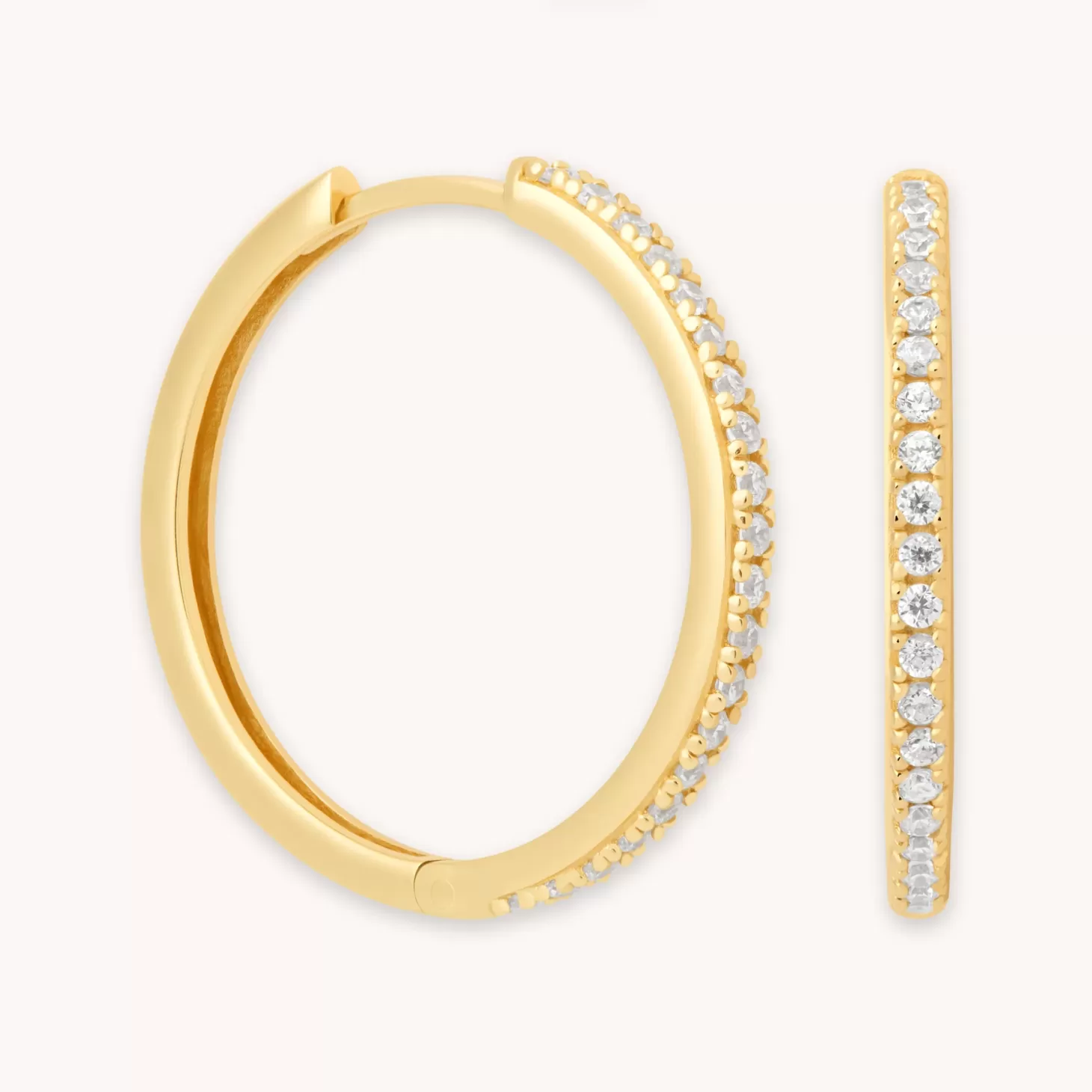 Astrid & Miyu Crystal Hinge Large Hoops In Gold 18K Gold Plated Sterling Silver Flash Sale