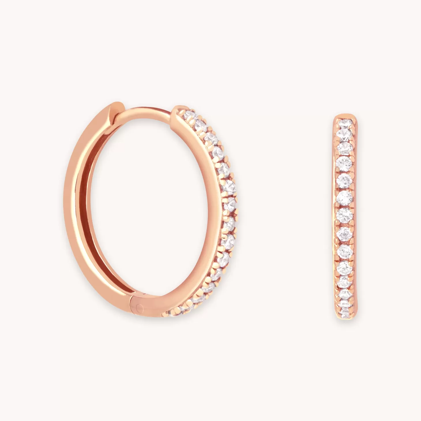 Astrid & Miyu Crystal Hinge Small Hoops In Rose Gold 18K Rose Gold Plated Sterling Silver Online