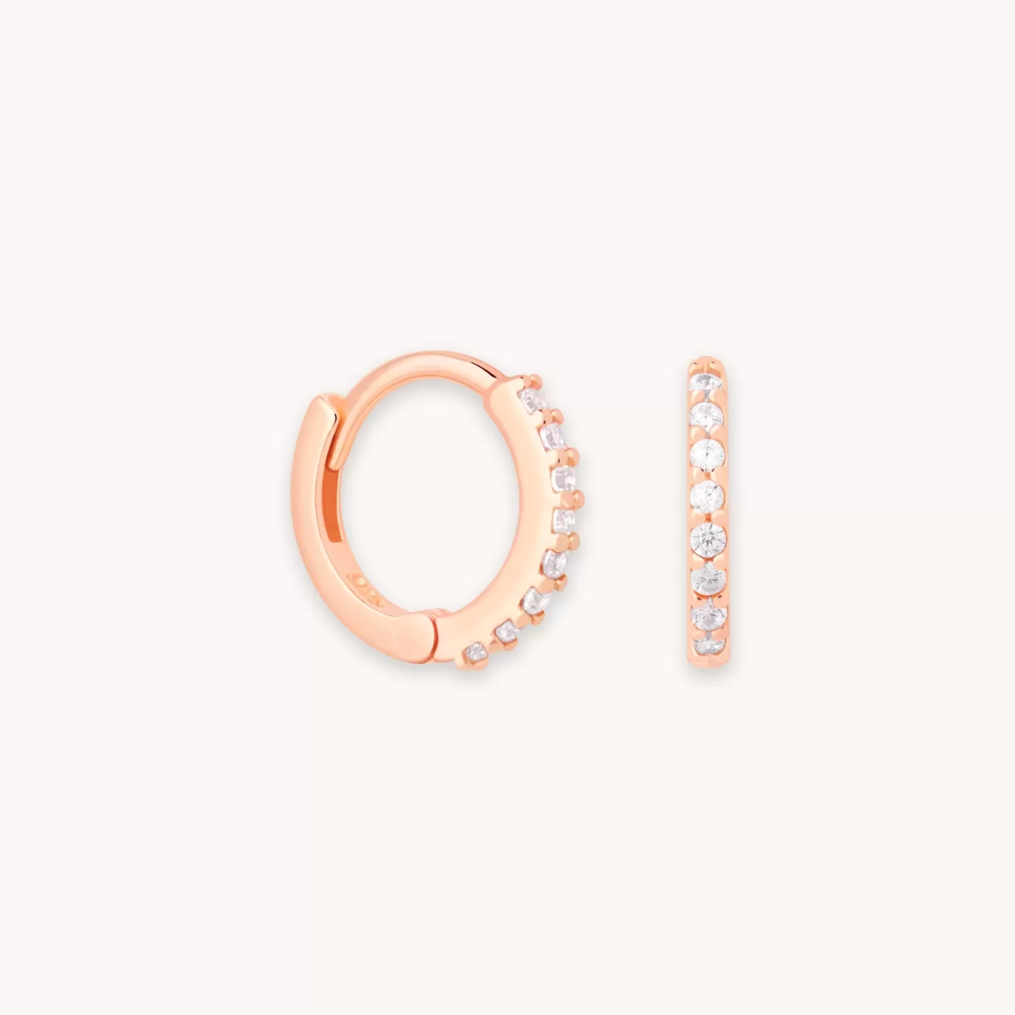 Astrid & Miyu Crystal Jewelled Huggies In Rose Gold 18K Rose Gold Plated Sterling Silver Cheap