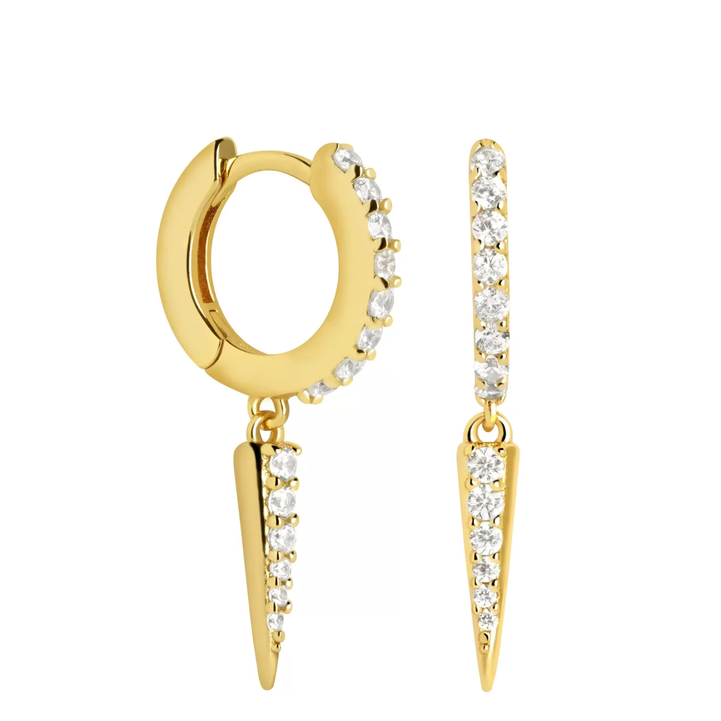 Astrid & Miyu Crystal Spike Huggies In Gold 18K Gold Plated Sterling Silver Best Sale