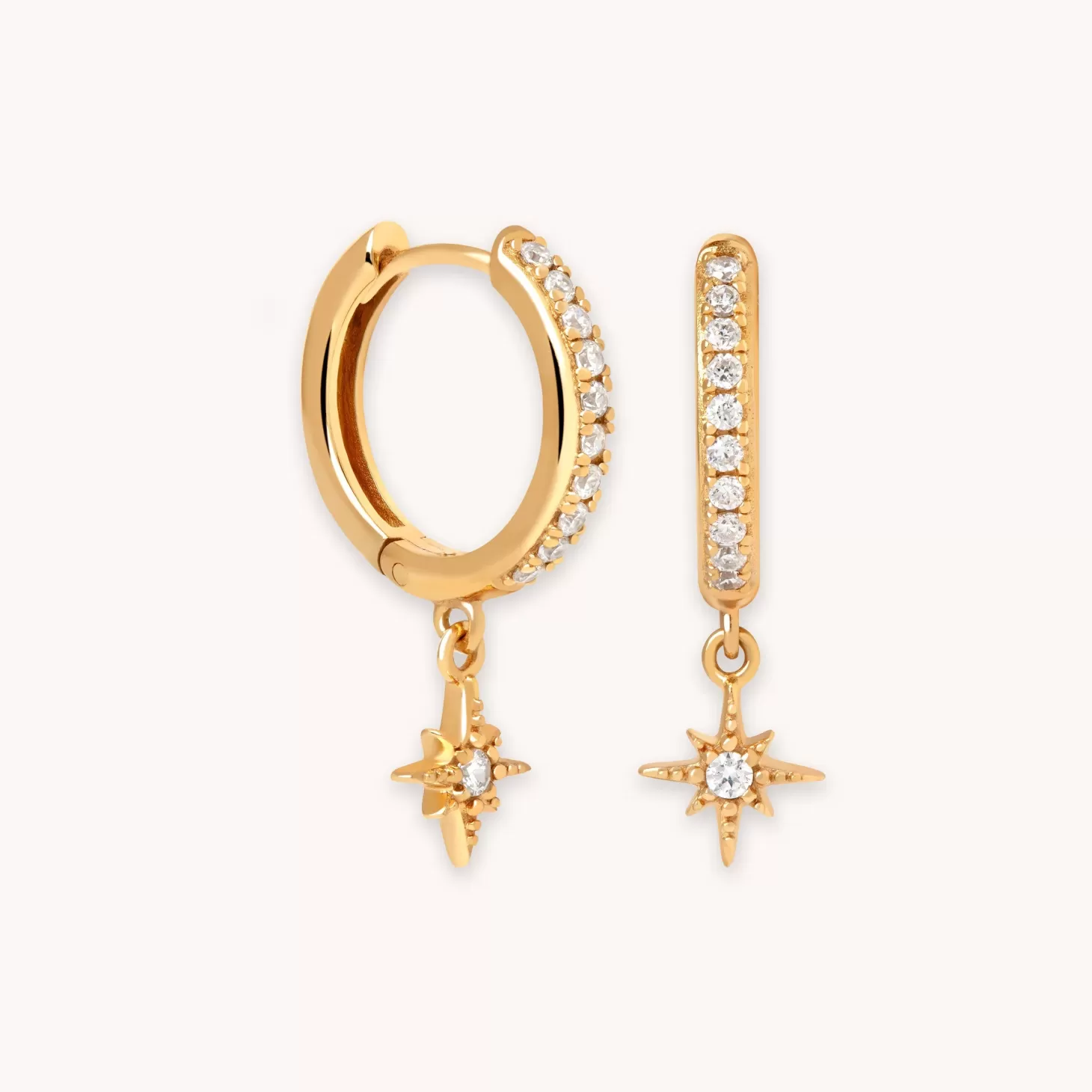 Astrid & Miyu Crystal Star Hoops In Gold 18K Gold Plated Sterling Silver Fashion
