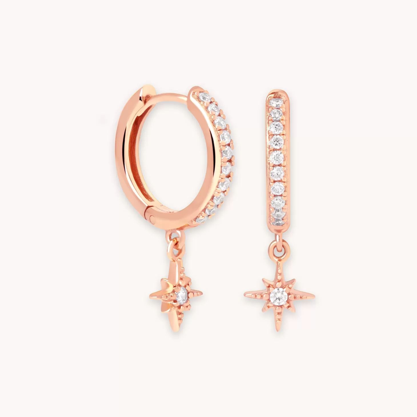 Astrid & Miyu Crystal Star Hoops In Rose Gold 18K Rose Gold Plated Sterling Silver Discount