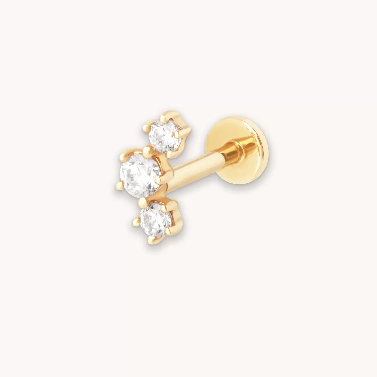 Astrid & Miyu Curved Crystal Piercing Stud In Solid Gold 14K Gold Discount