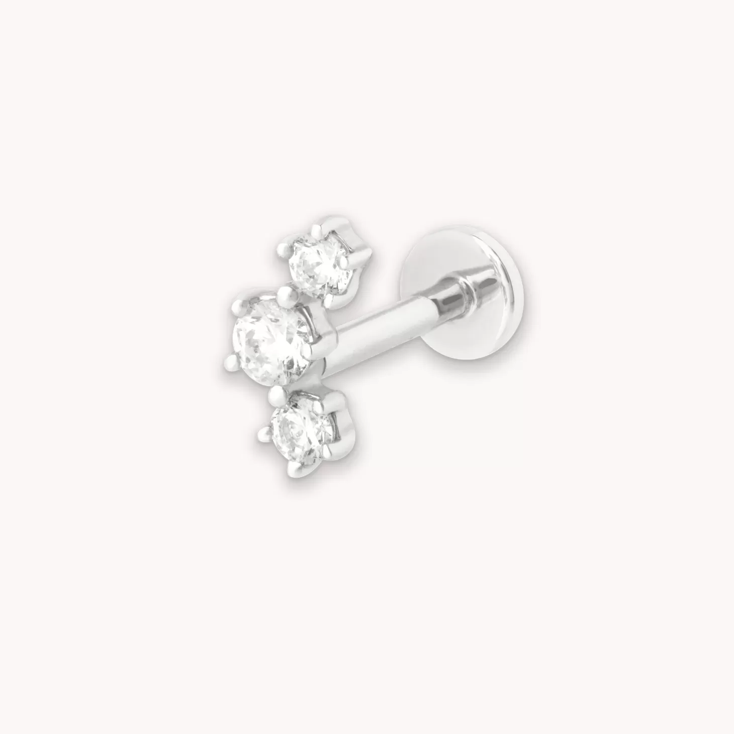 Astrid & Miyu Curved Crystal Piercing Stud In Solid White Gold 14K White Gold Sale
