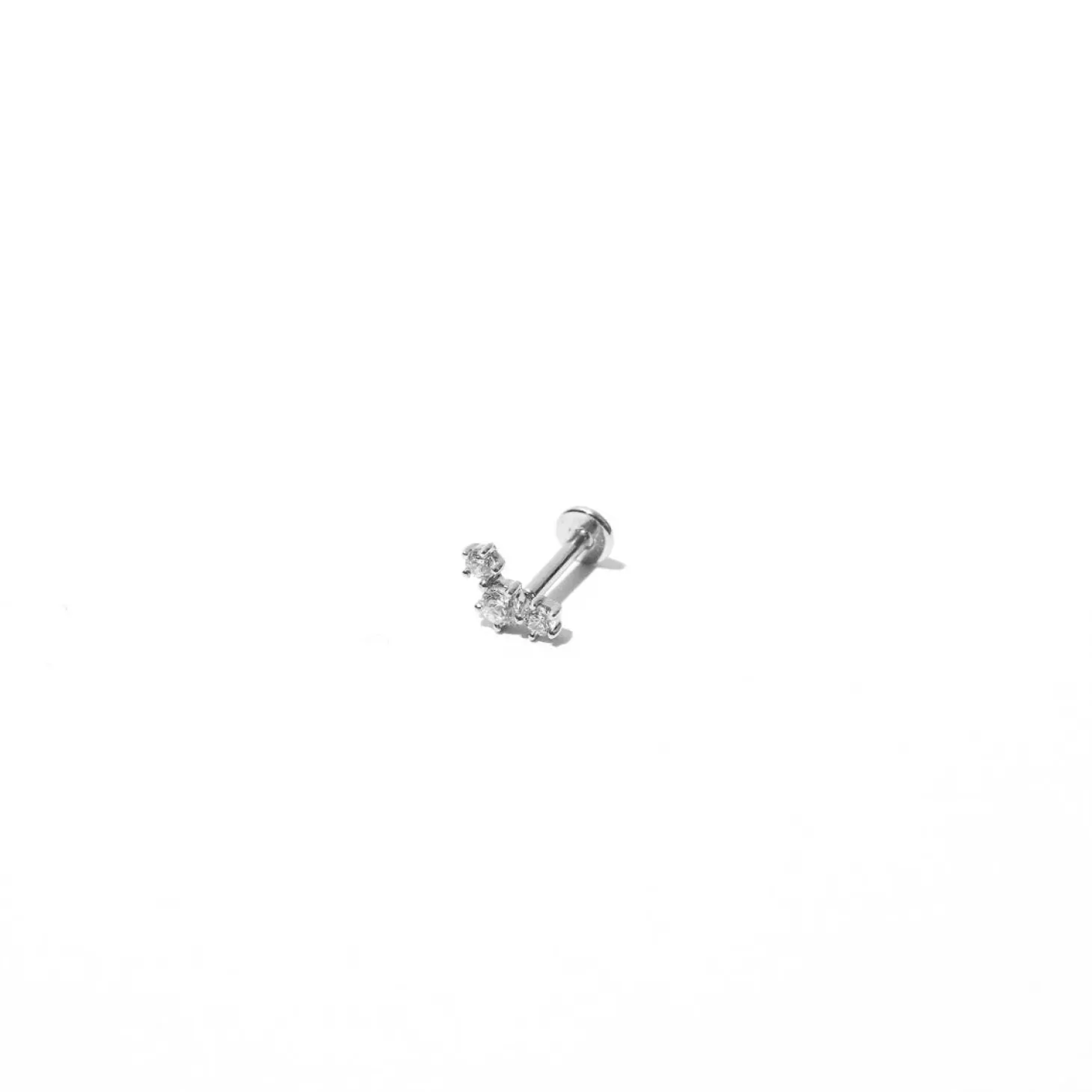 Astrid & Miyu Curved Crystal Piercing Stud In Solid White Gold 14K White Gold Sale