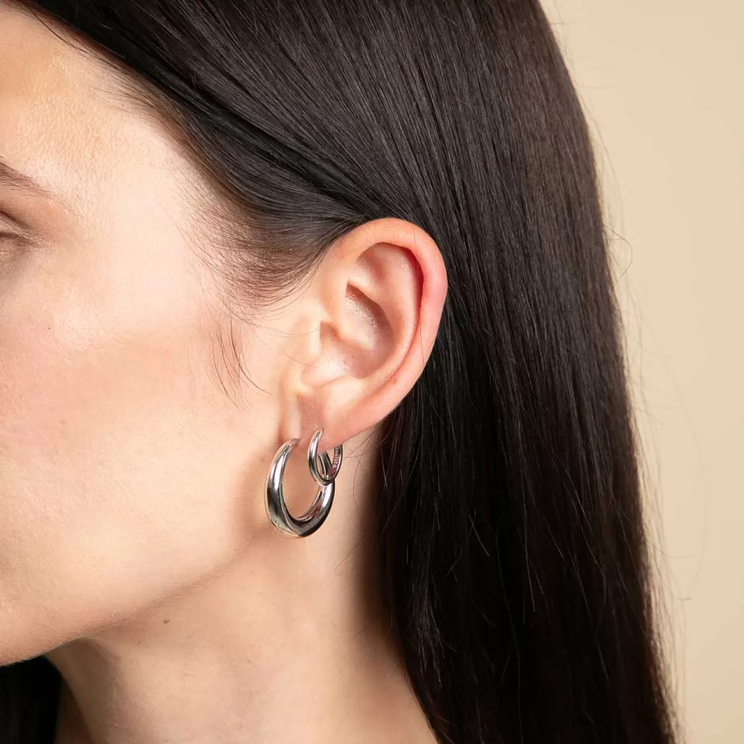 Astrid & Miyu Dome Hoops In Silver Rhodium Plated Recycled Sterling Silver Discount