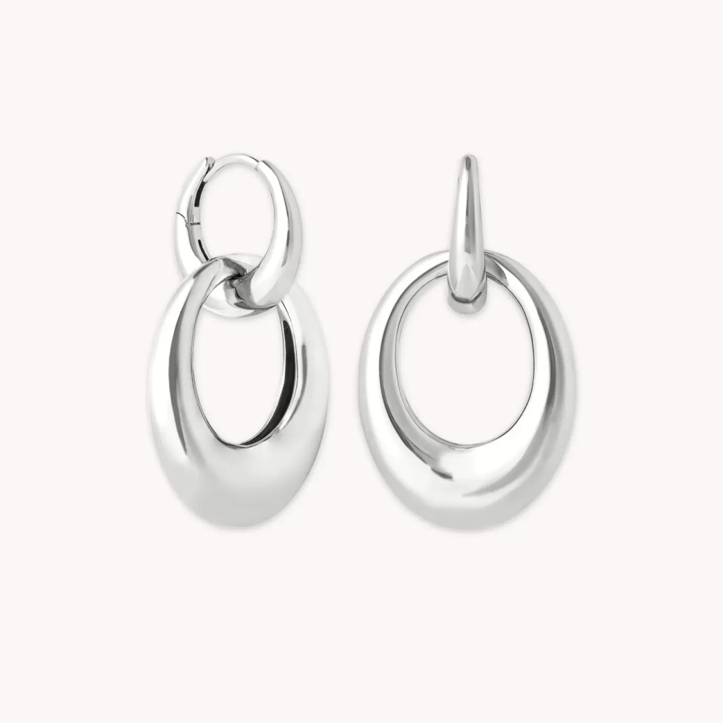 Astrid & Miyu Dome Link Hoops In Silver Rhodium Plated Recycled Sterling Silver Fashion