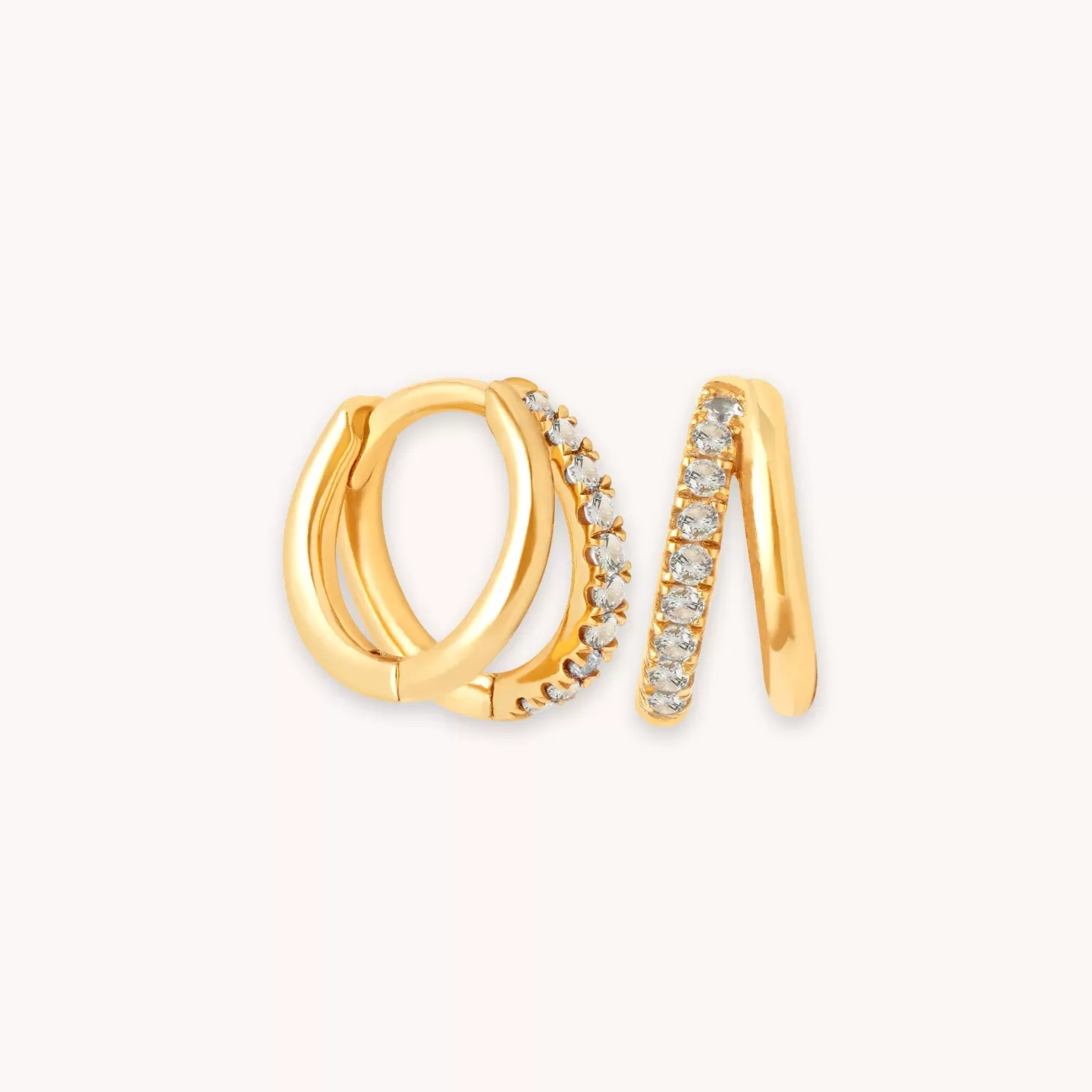 Astrid & Miyu Duo Aquamarine Huggies In Gold 18K Gold Plated Sterling Silver Fashion