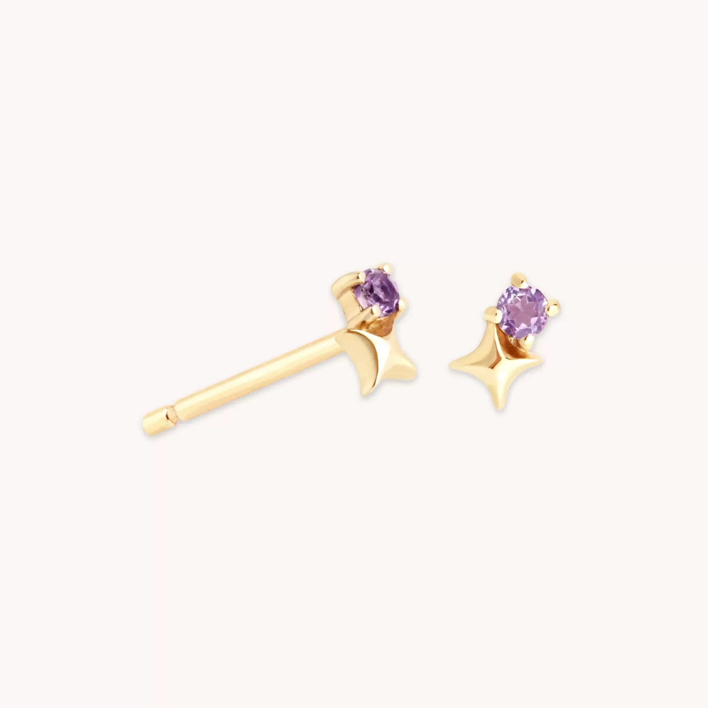 Astrid & Miyu February Birthstone Earrings In Solid Gold 14K Gold Best Sale