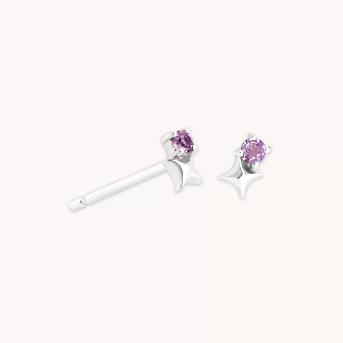Astrid & Miyu February Birthstone Earrings In Solid White Gold 14K White Gold Clearance