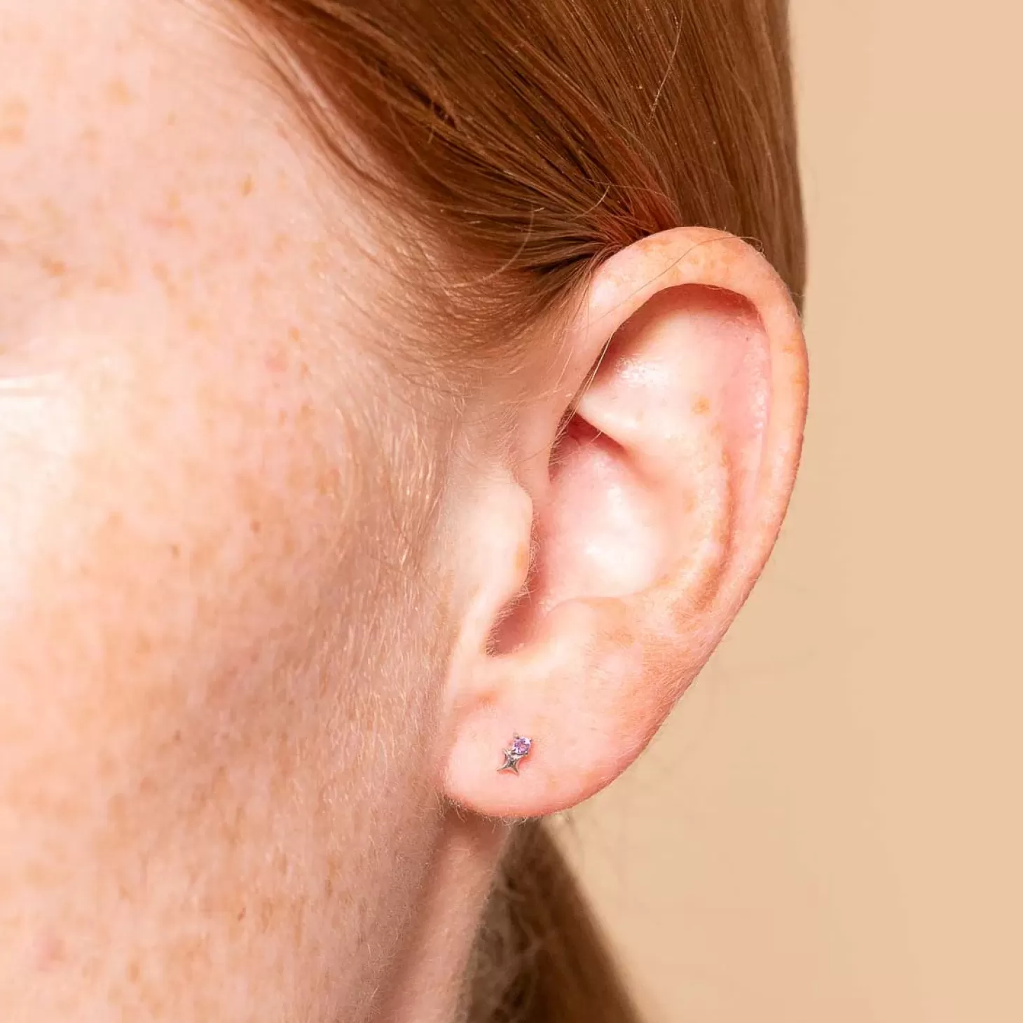 Astrid & Miyu February Birthstone Earrings In Solid White Gold 14K White Gold Clearance