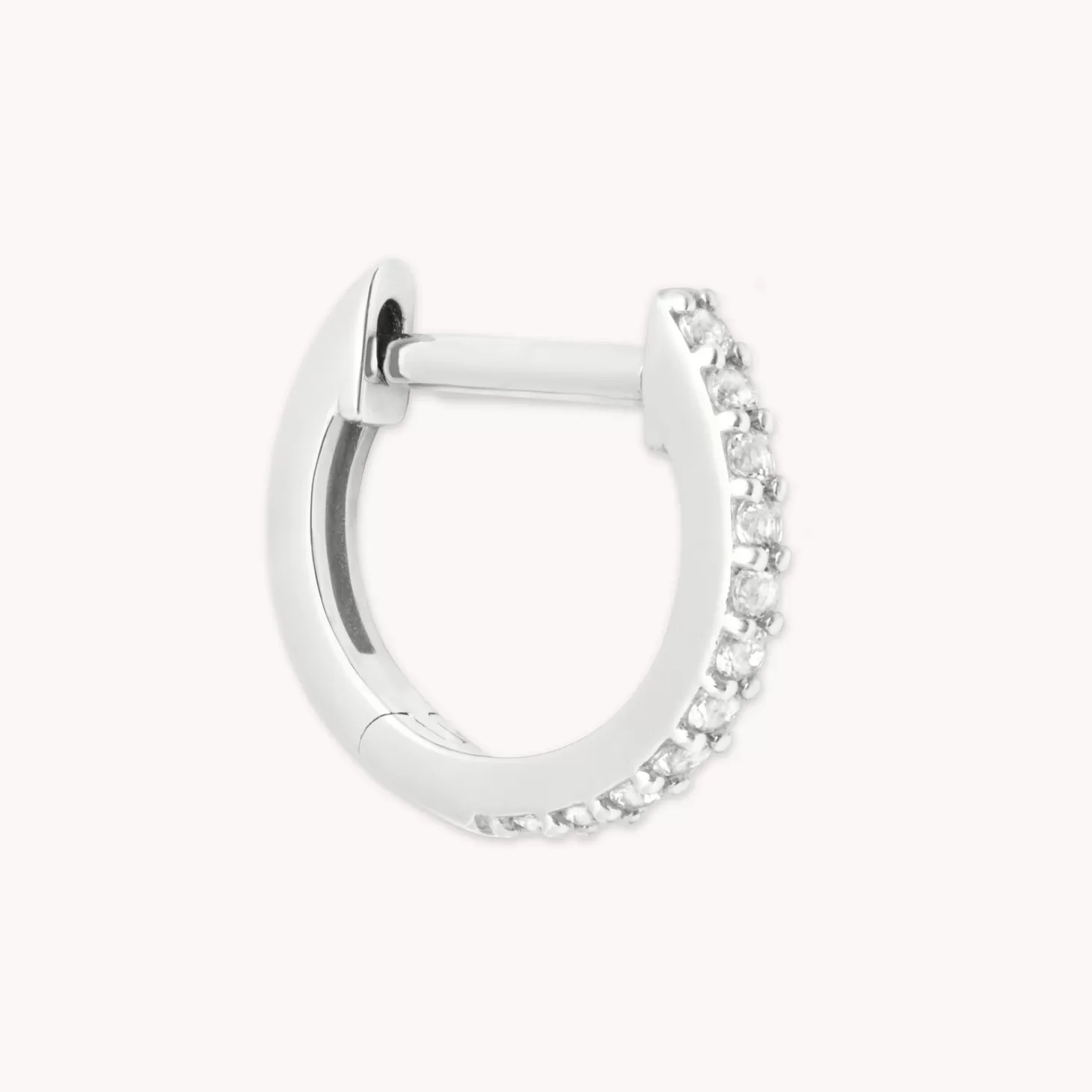 Astrid & Miyu Gem Piercing Hoop In Solid White Gold 14K White Gold Cheap