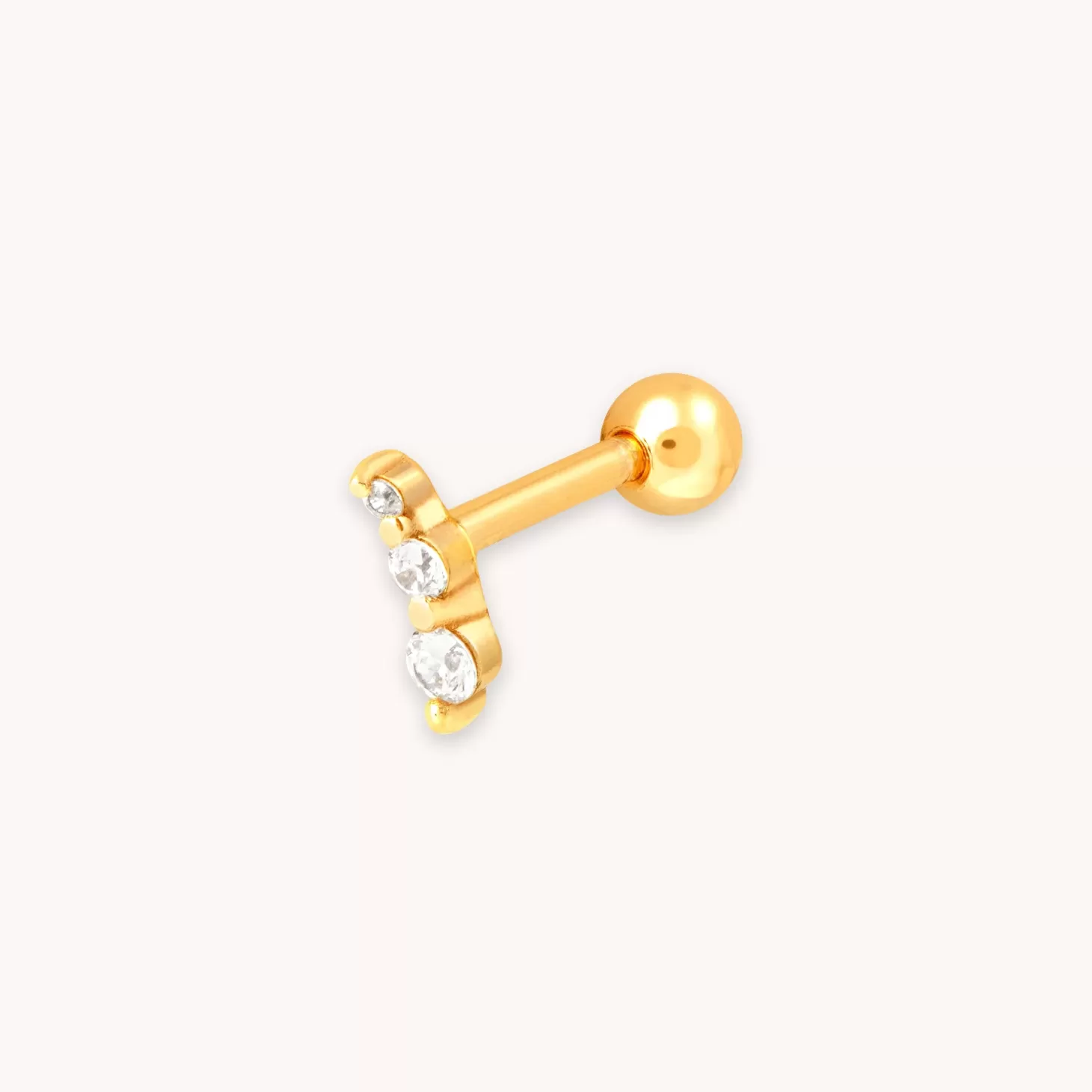 Astrid & Miyu Glimmer Crystal Barbell In Gold 18K Gold Plated Sterling Silver Outlet