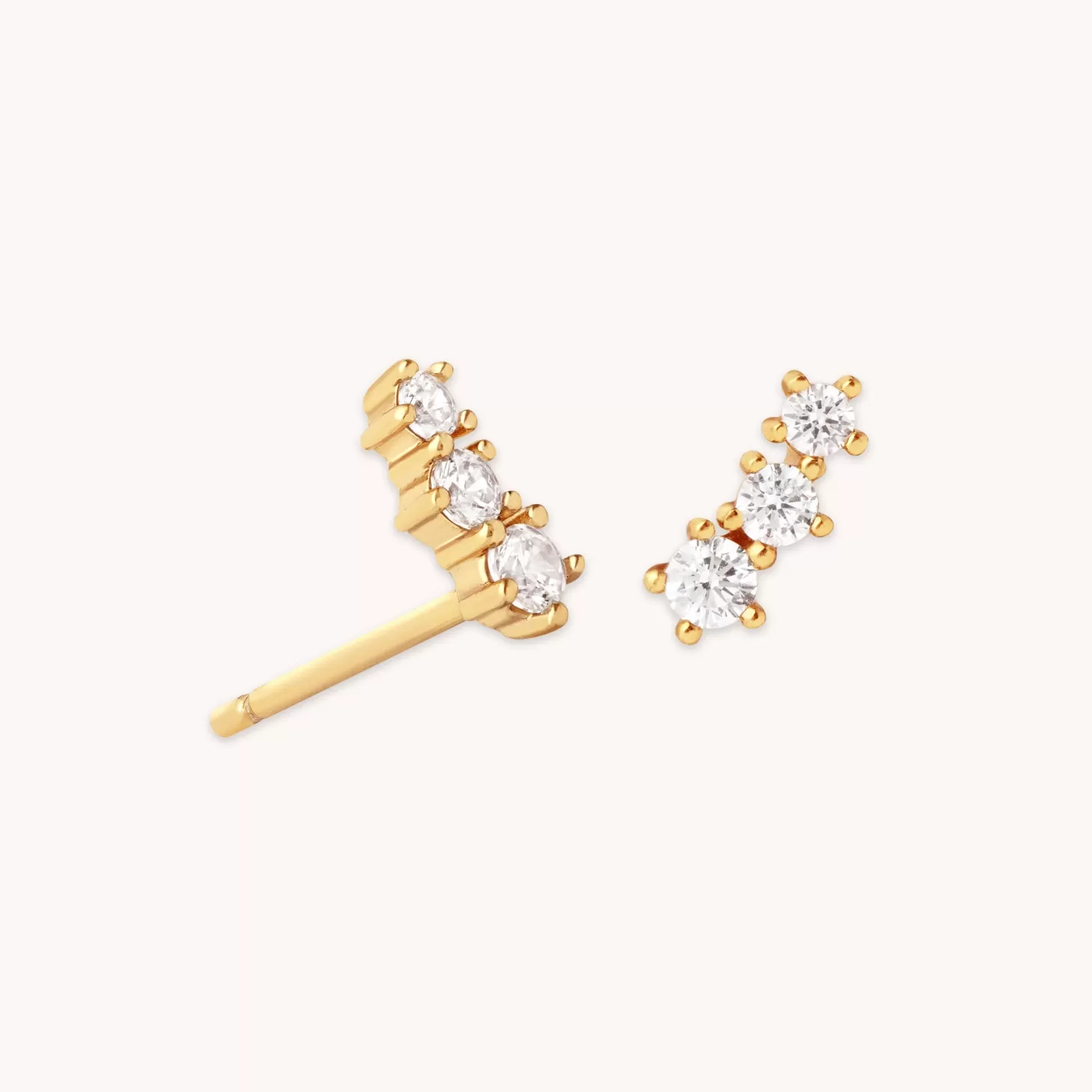 Astrid & Miyu Glimmer Crystal Climber Stud Earrings In Gold 18K Gold Plated Sterling Silver Online
