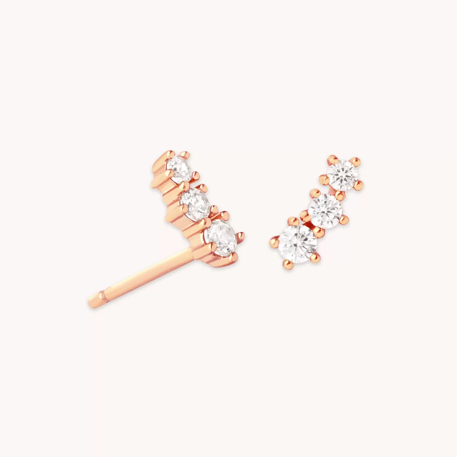 Astrid & Miyu Glimmer Crystal Climber Stud Earrings In Rose Gold 18K Rose Gold Plated Sterling Silver Online