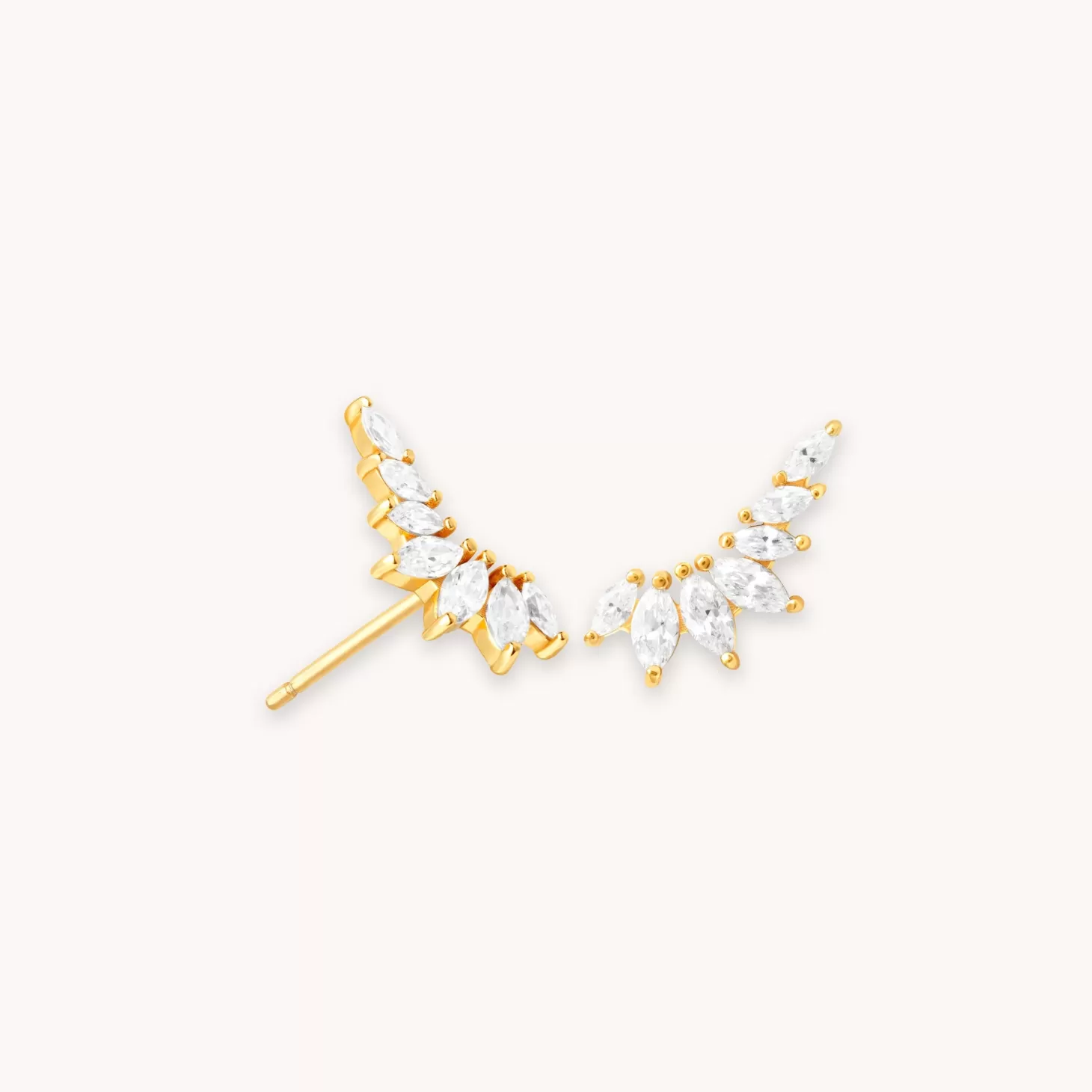 Astrid & Miyu Glimmer Navette Stud Earrings In Gold 18K Gold Plated Sterling Silver Online