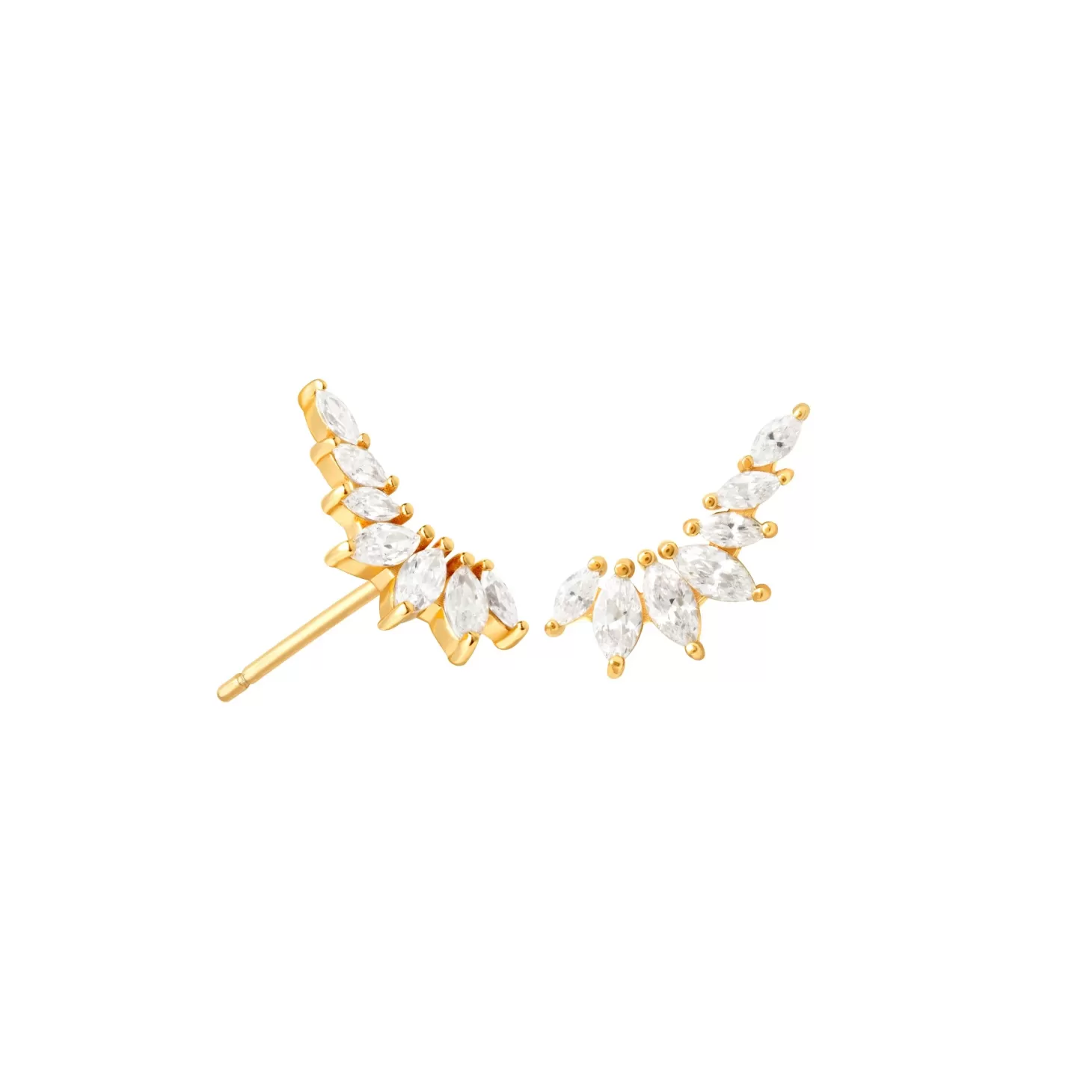 Astrid & Miyu Glimmer Navette Stud Earrings In Gold 18K Gold Plated Sterling Silver Online